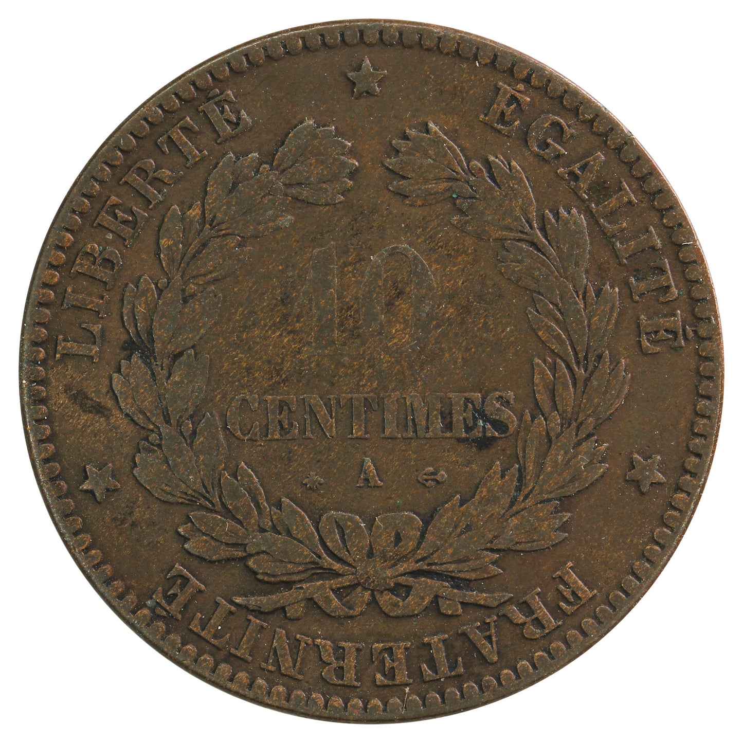 France 1870A 10 Centimes F-VF (F-15)