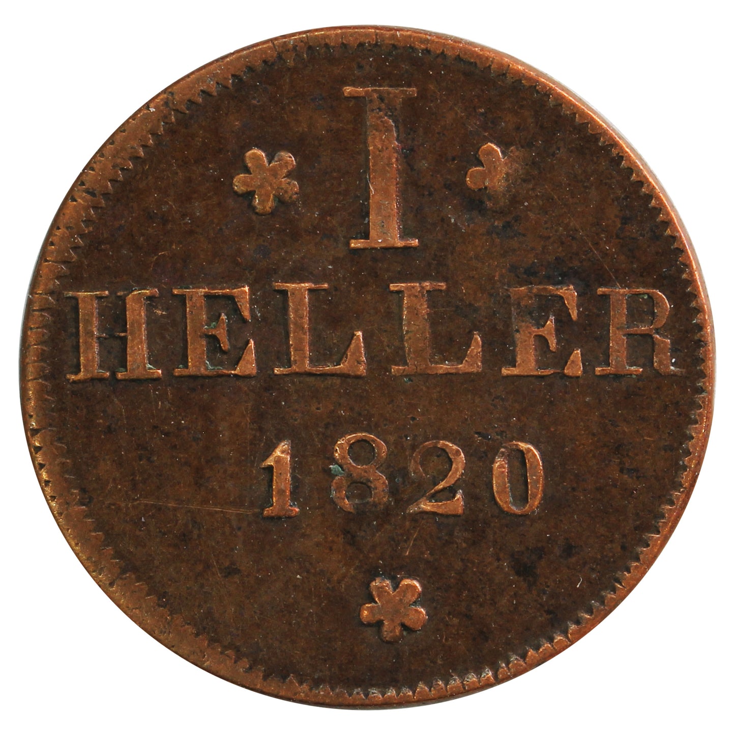 German States 1820 Frankfurt Heller Very Fine (VF-20)