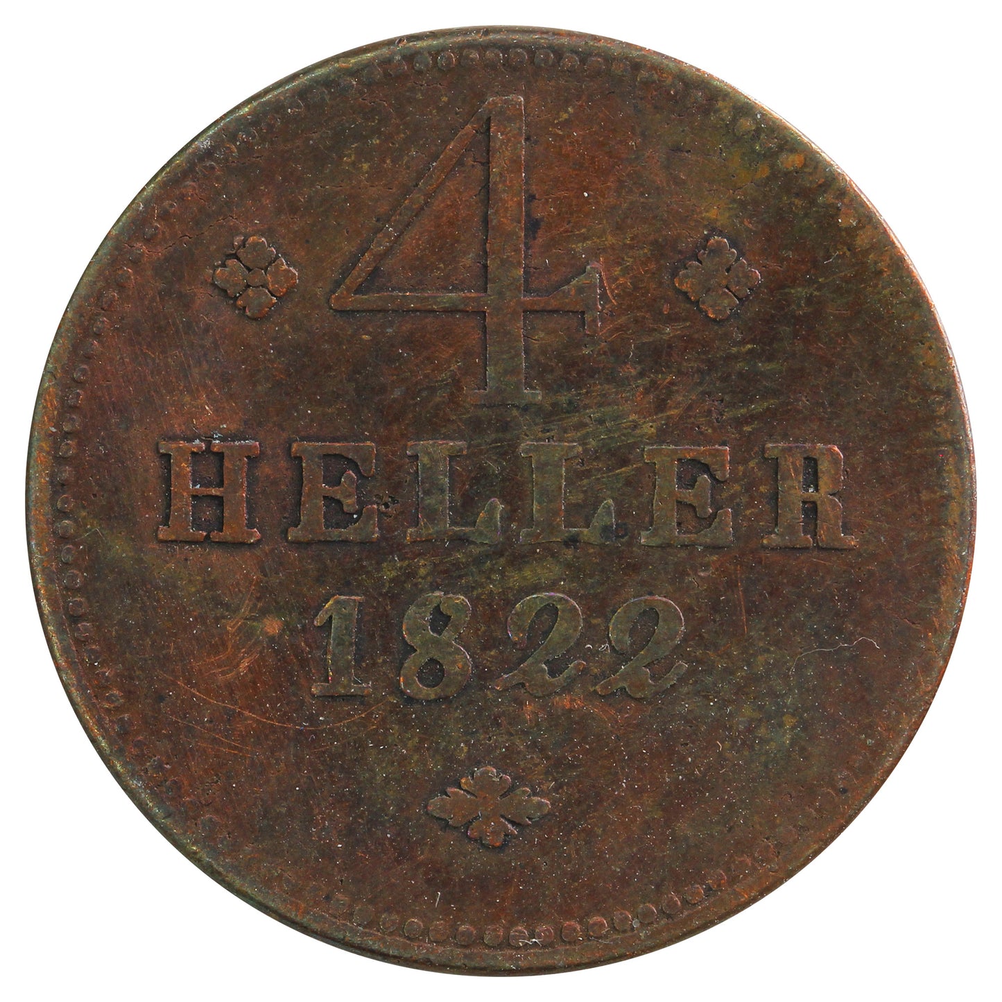 German States 1822 Hesse-Cassel 4 Heller Very Fine (VF-20)