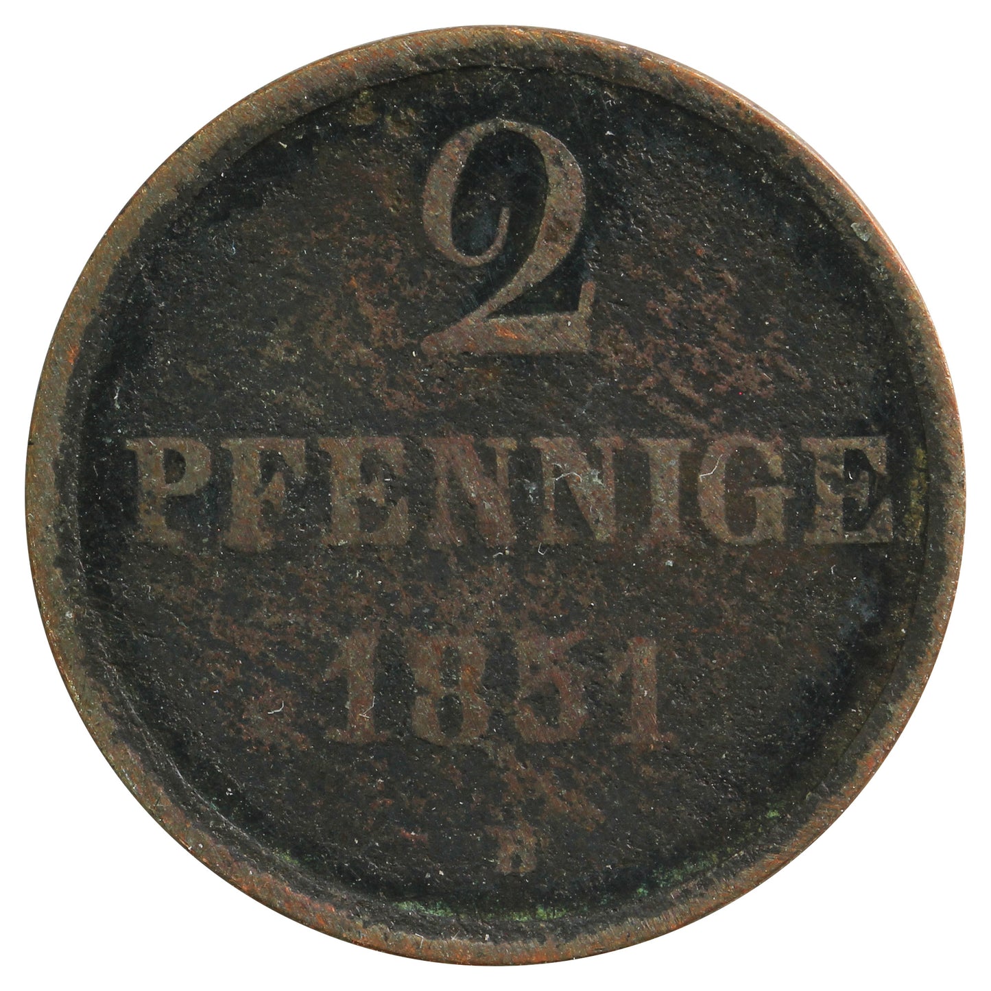 German States 1851B 2 Pfennig Fine (F-12)