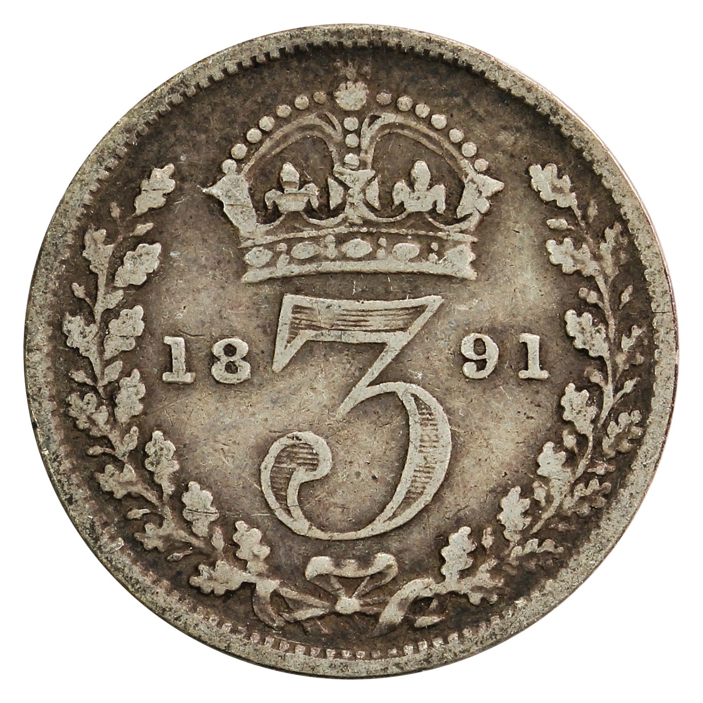 Great Britain 1891 3 Pence Fine (F-12)