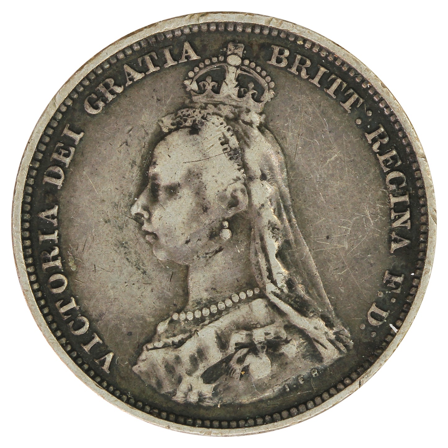 Great Britain 1888 Shilling F-VF (F15)