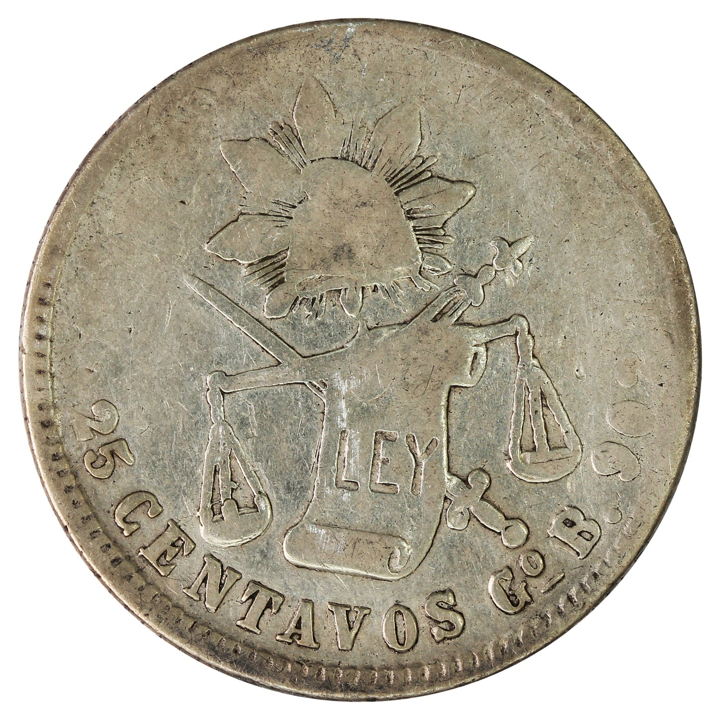 Mexico 1883 GoB 25 Centavos Fine (F12)