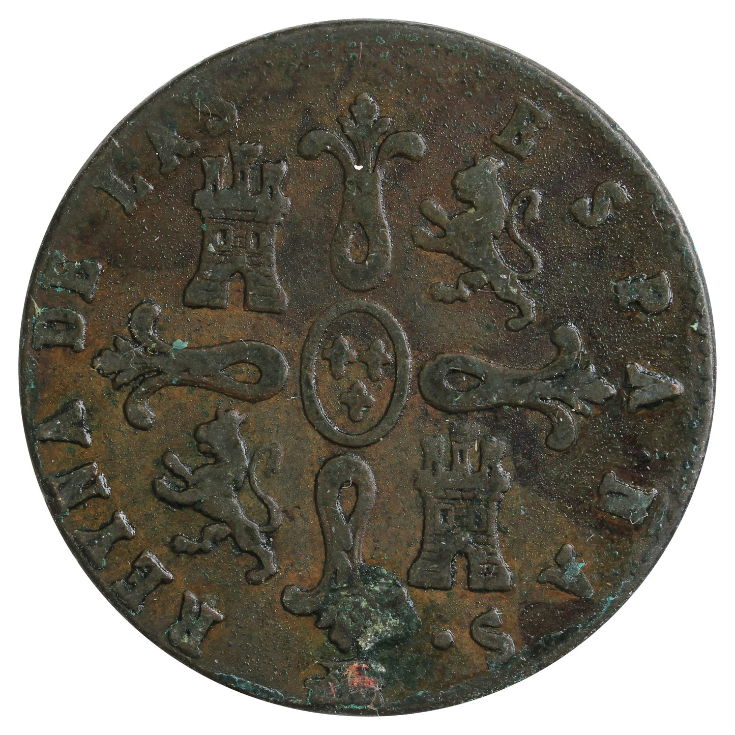 Spain 1844 8 Maravedis Fine (F-12)