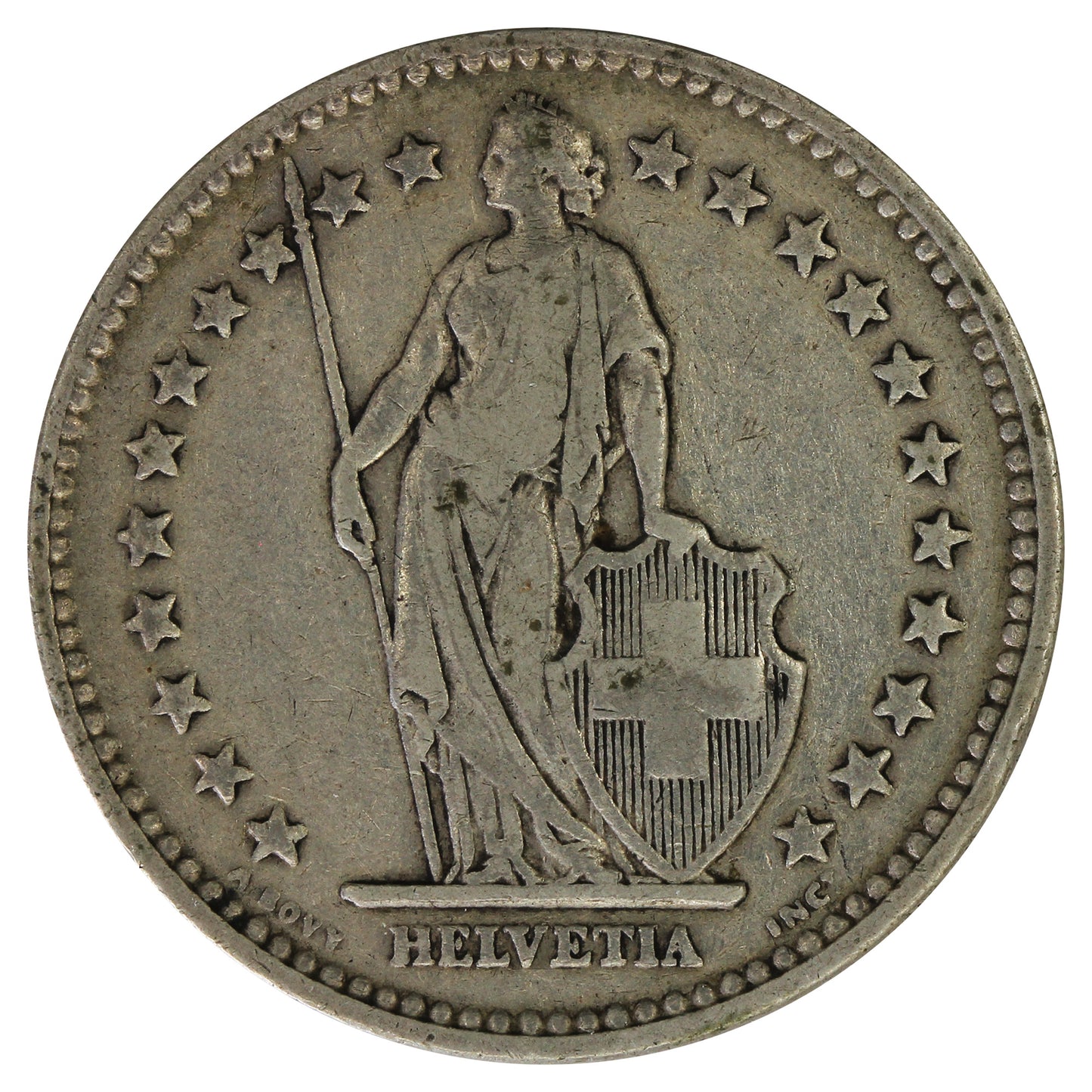 Switzerland 1912B 2 Francs VF-EF (VF30)