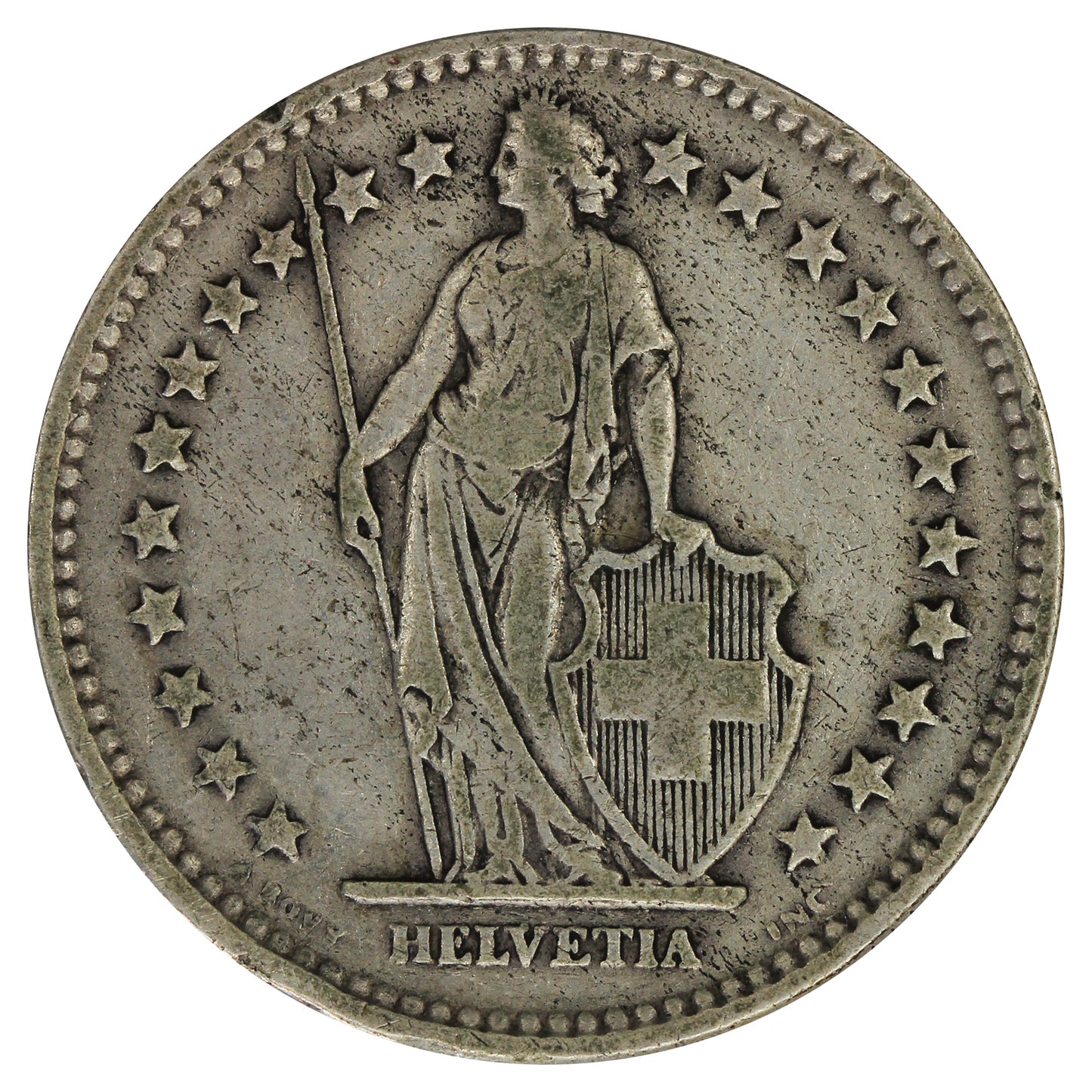 Switzerland 1922B 2 Francs F-VF (F15)