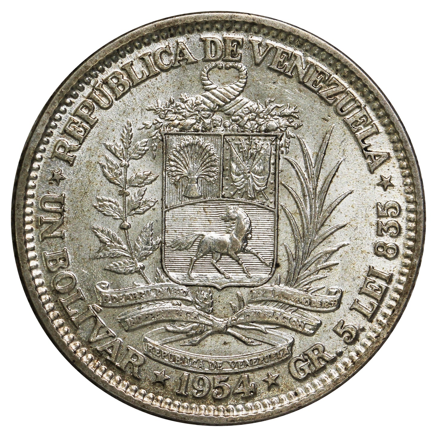 Venezuela 1954 Bolivar Brilliant Uncirculated (MS-63)