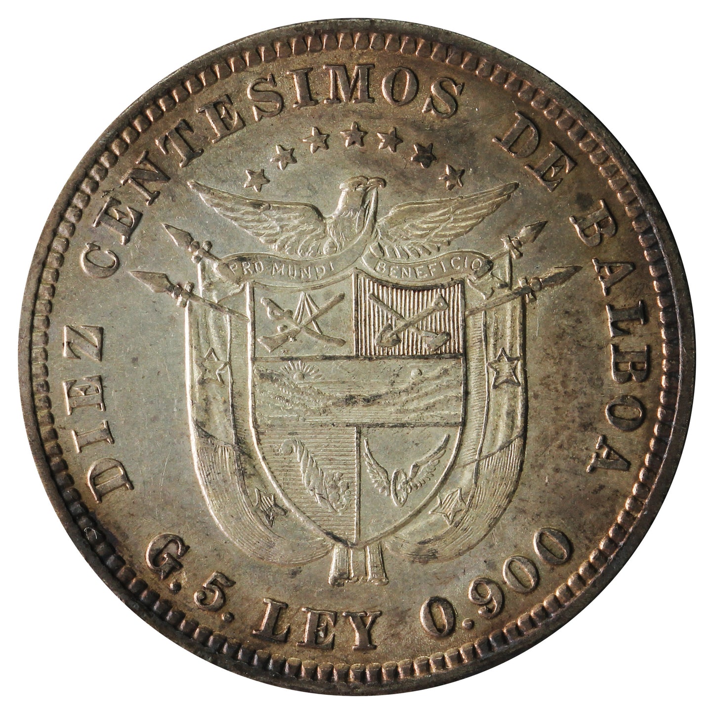 Panama 1904 10 Centesimos Almost Uncirculated (AU50) $