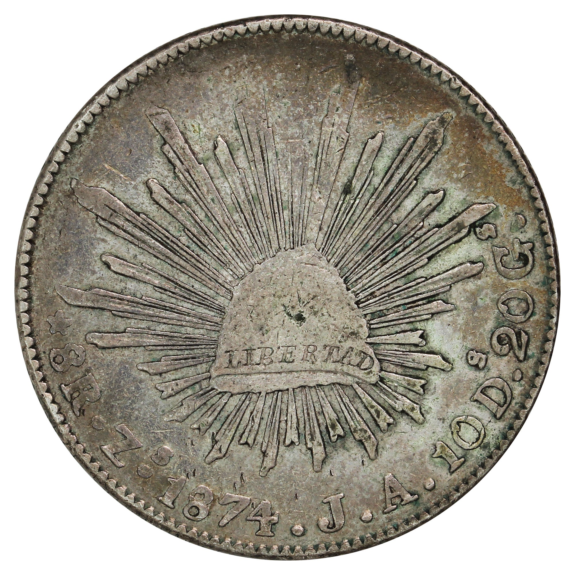 Mexico 1874 ZS JA 8 Reales Very Fine (VF20) (L) – Colonial Acres Coins