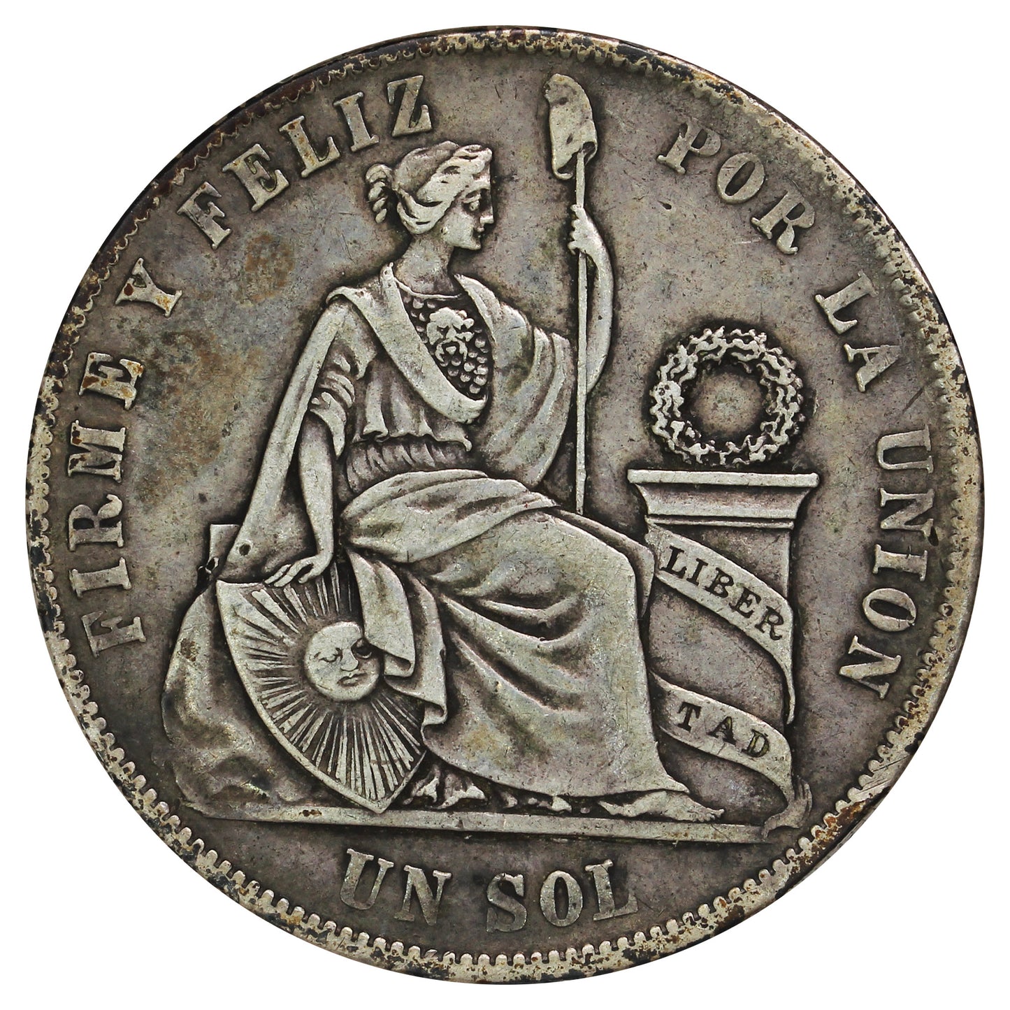 Peru 1869YB 1 Sol Extra Fine (EF40) (L)