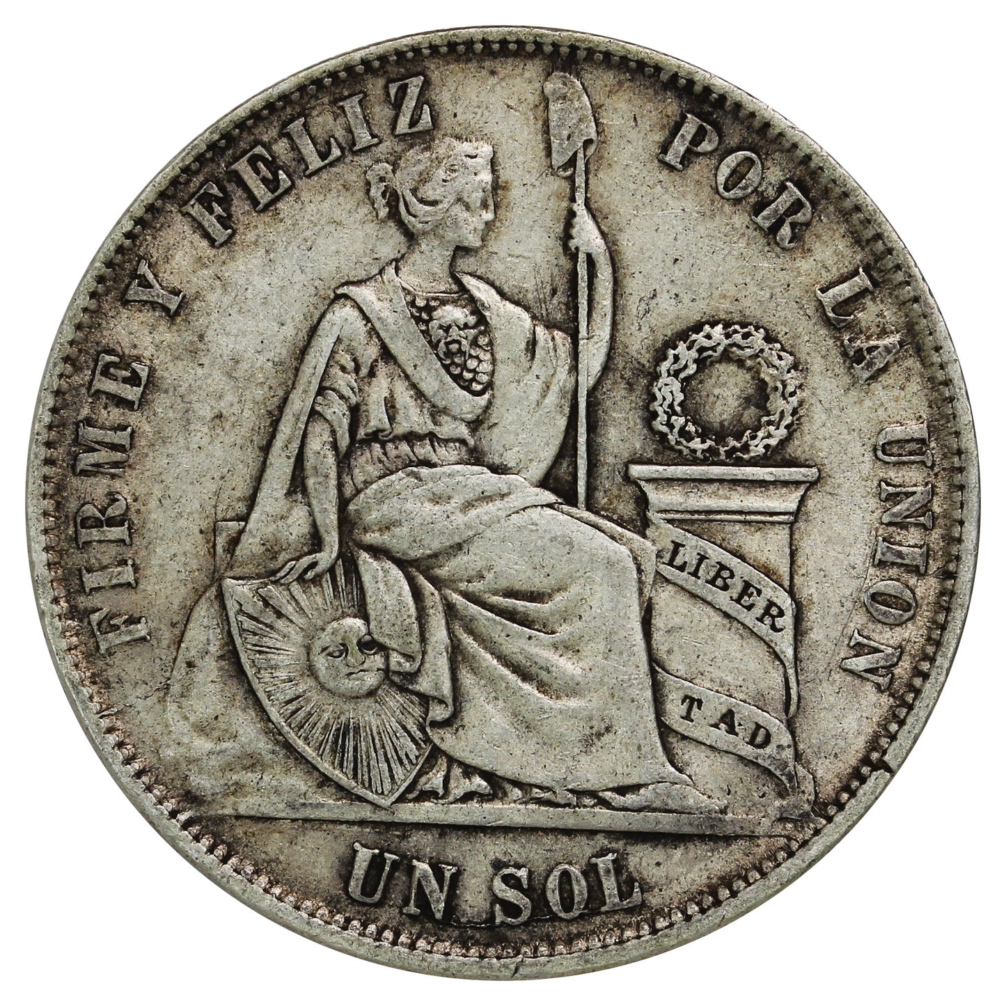 Peru 1870YJ 1 Sol Extra Fine (EF40) (L)