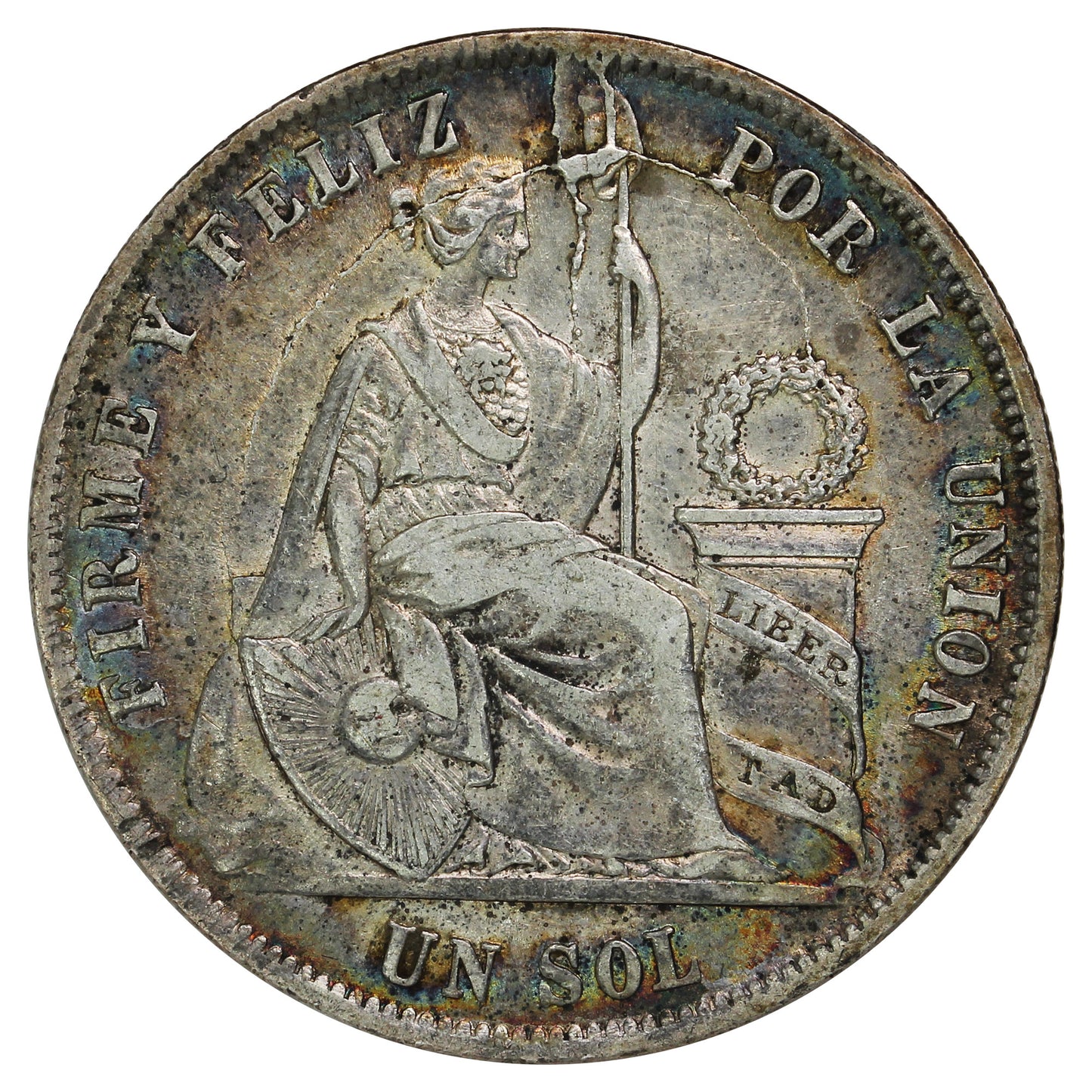 Peru 1871YJ 1 Sol EF-AU (EF45) (L)