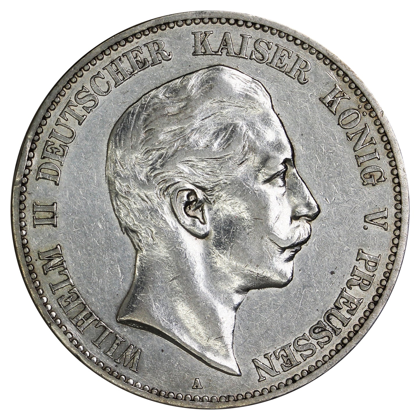 German States 1907A Prussia 5 Marks VF-EF (VF30) (L)