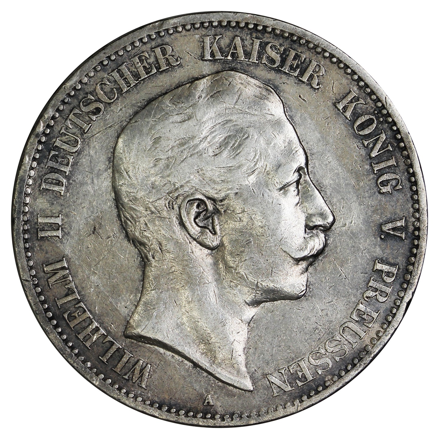 German States 1908A Prussia 5 Marks VF-EF (VF30) (L)