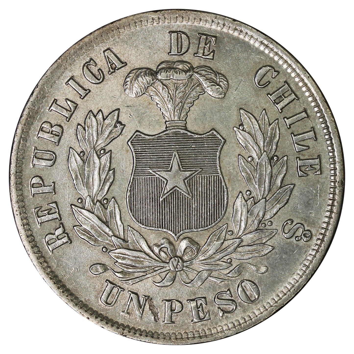 Chile 1882 Peso UNC+ (MS62) (L)