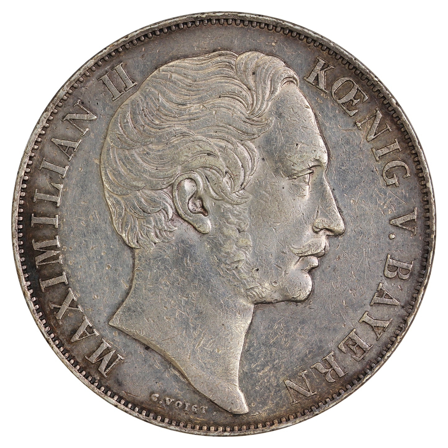 German States 1848 Bavaria 2 Gulden Extra Fine (EF40) $