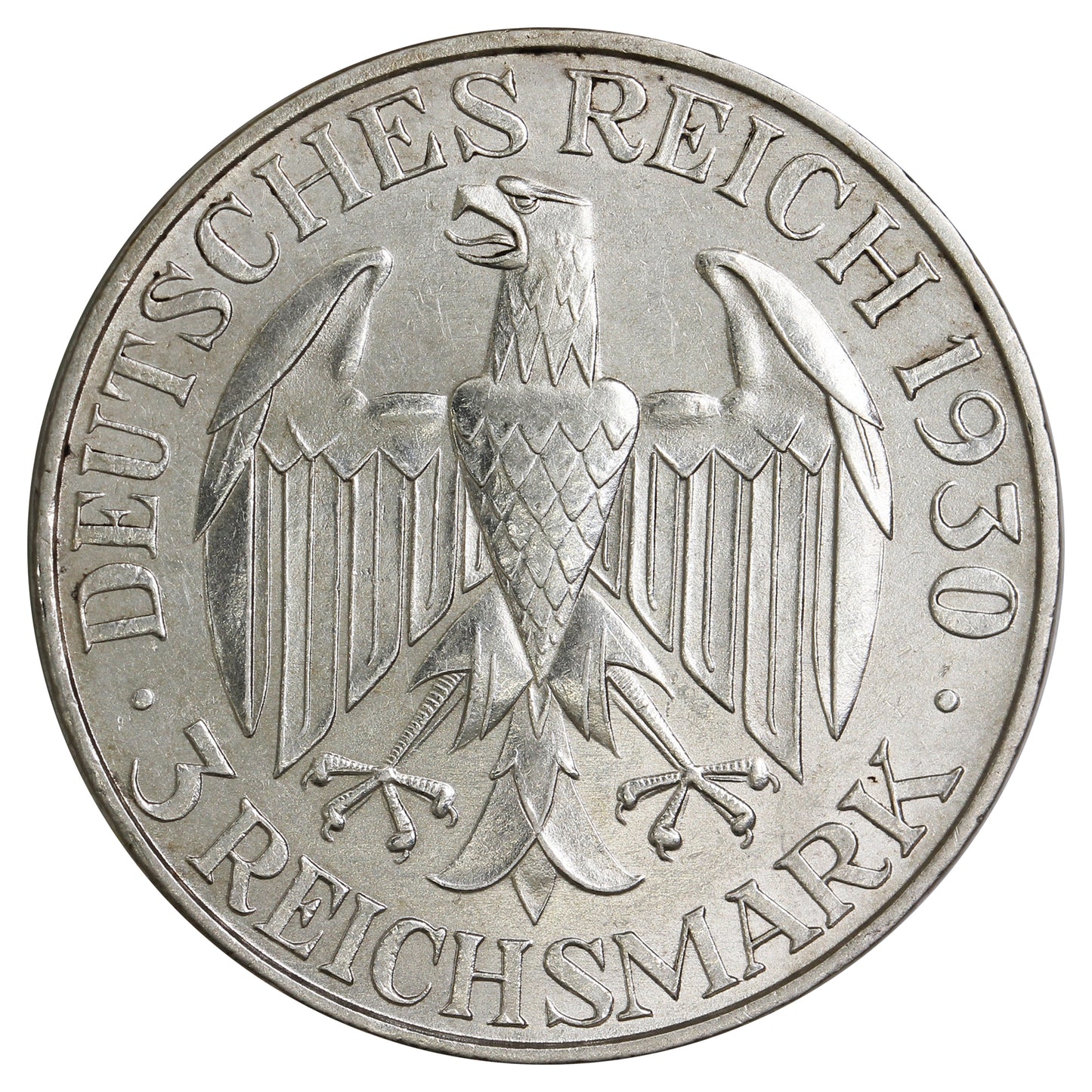 German Weimar Republic 1930A Zeppelin 3 Marks AU-UNC (AU55) $