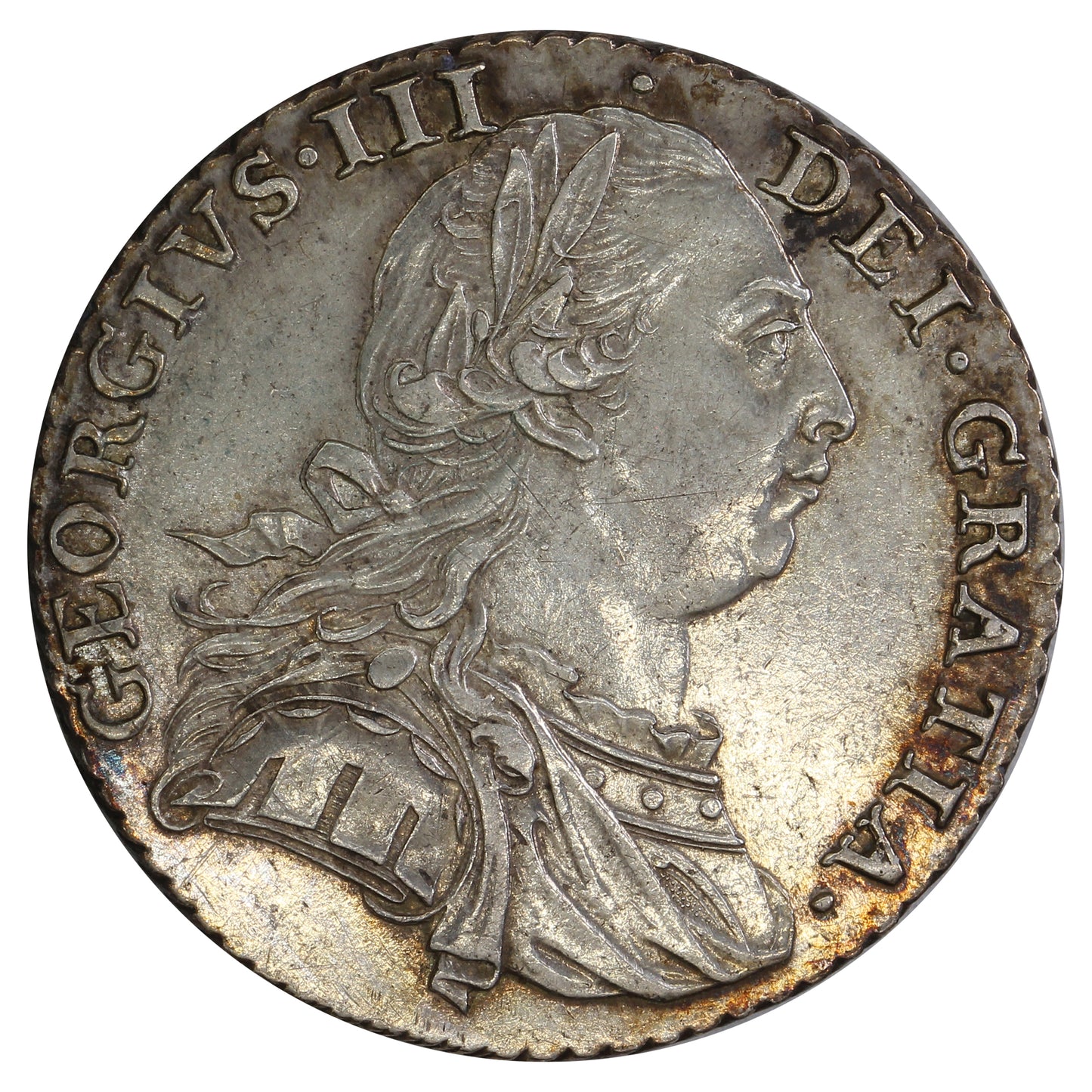 Great Britain 1787 No Hearts George III Shilling AU-UNC (AU55) $