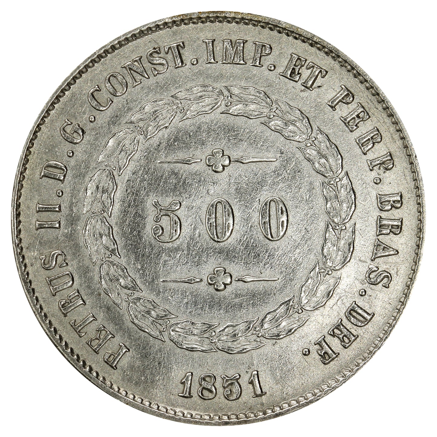Brazil 1851 500 Reis Extra Fine (EF40)