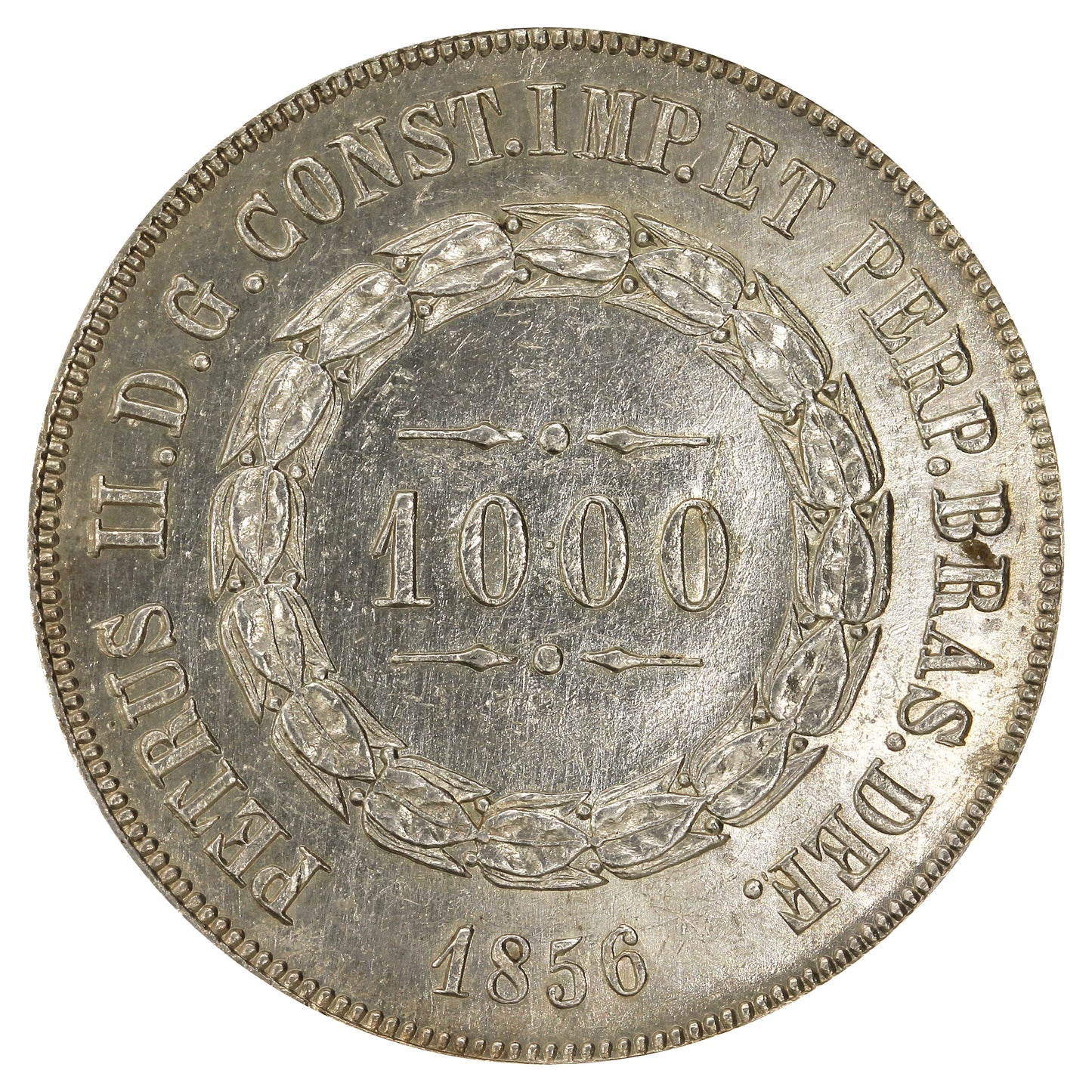 Brazil 1856 1000 Reis Uncirculated (MS60)