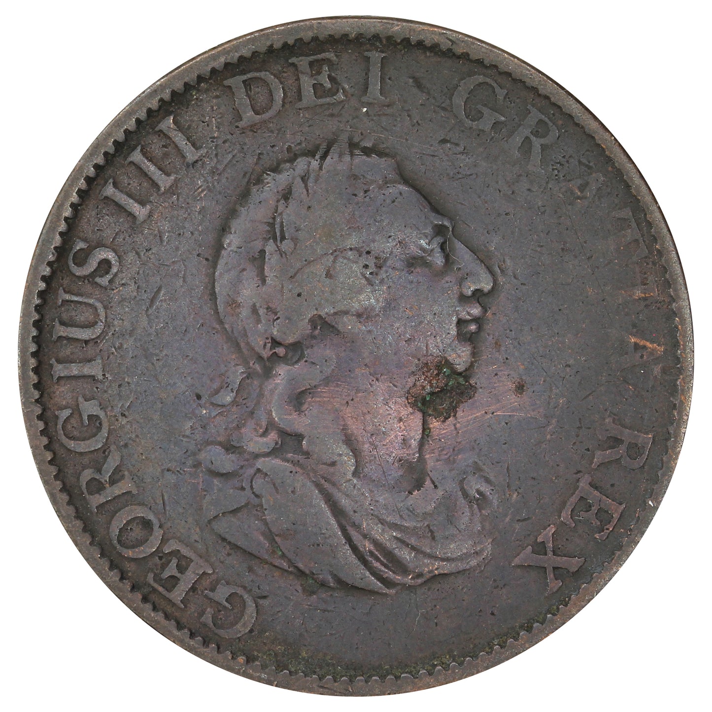 Great Britain 1799 George III 1/2 Penny VG-F (VG10)