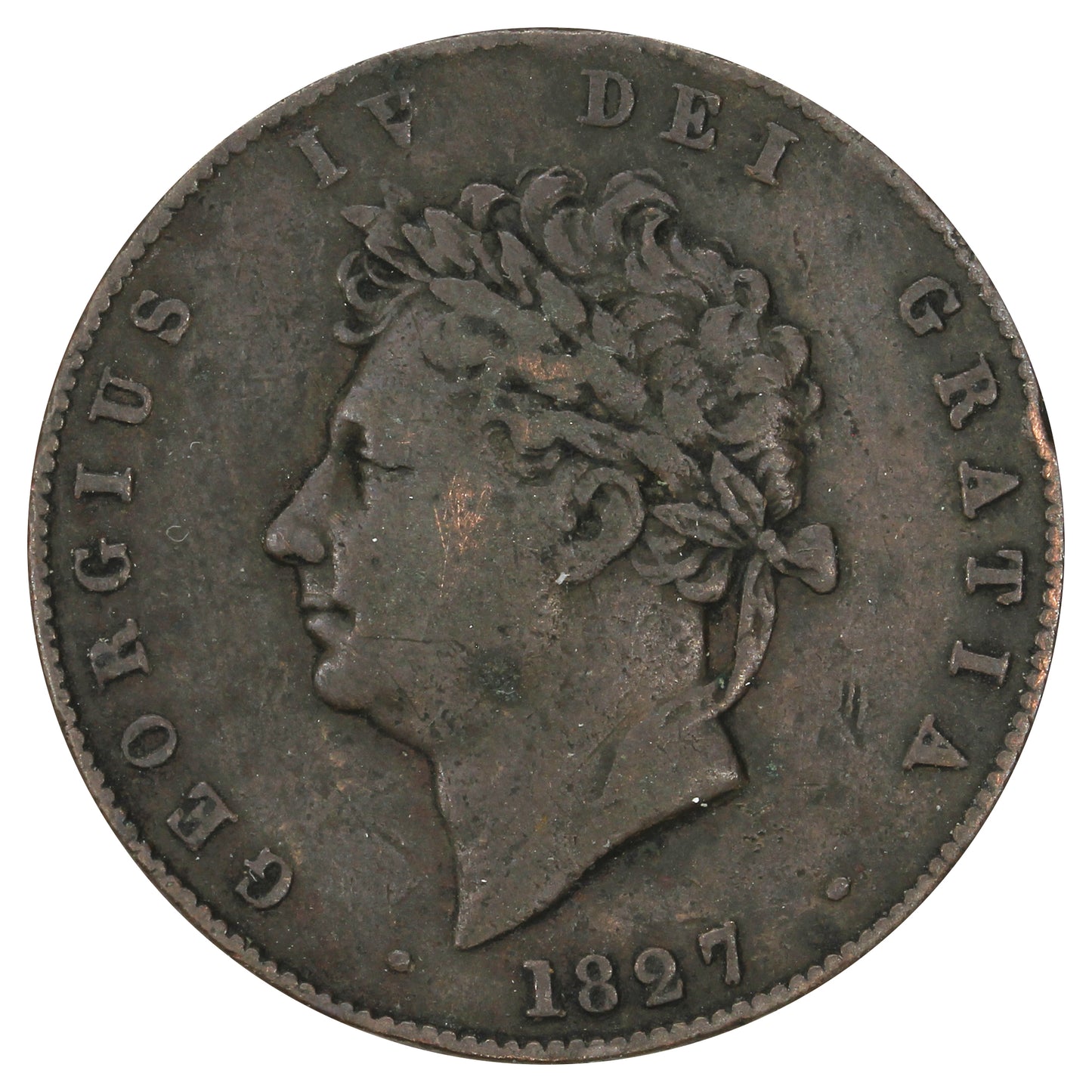 Great Britain 1827 George IV 1/2 Penny Very Good (VG8)