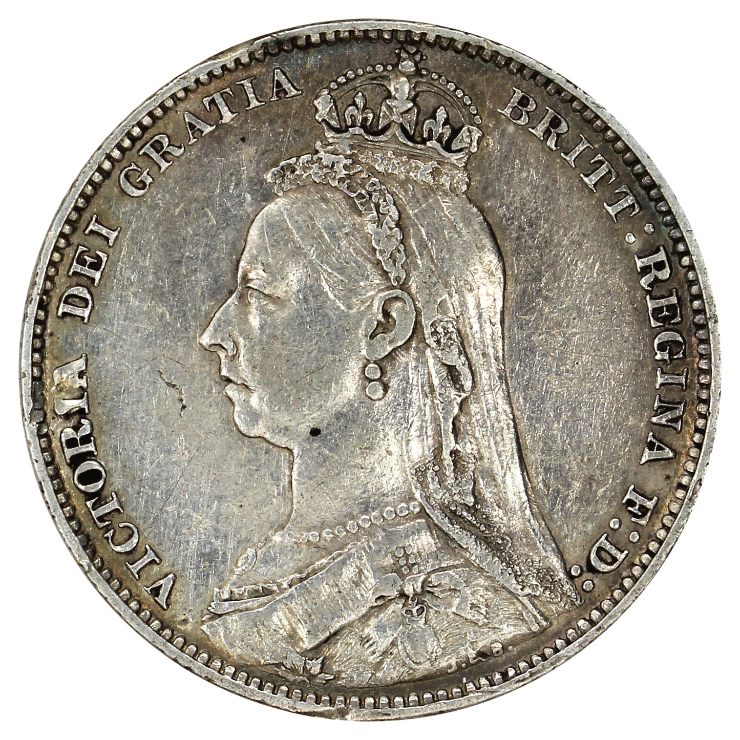 Great Britain 1890 Shilling EF-AU (EF45)