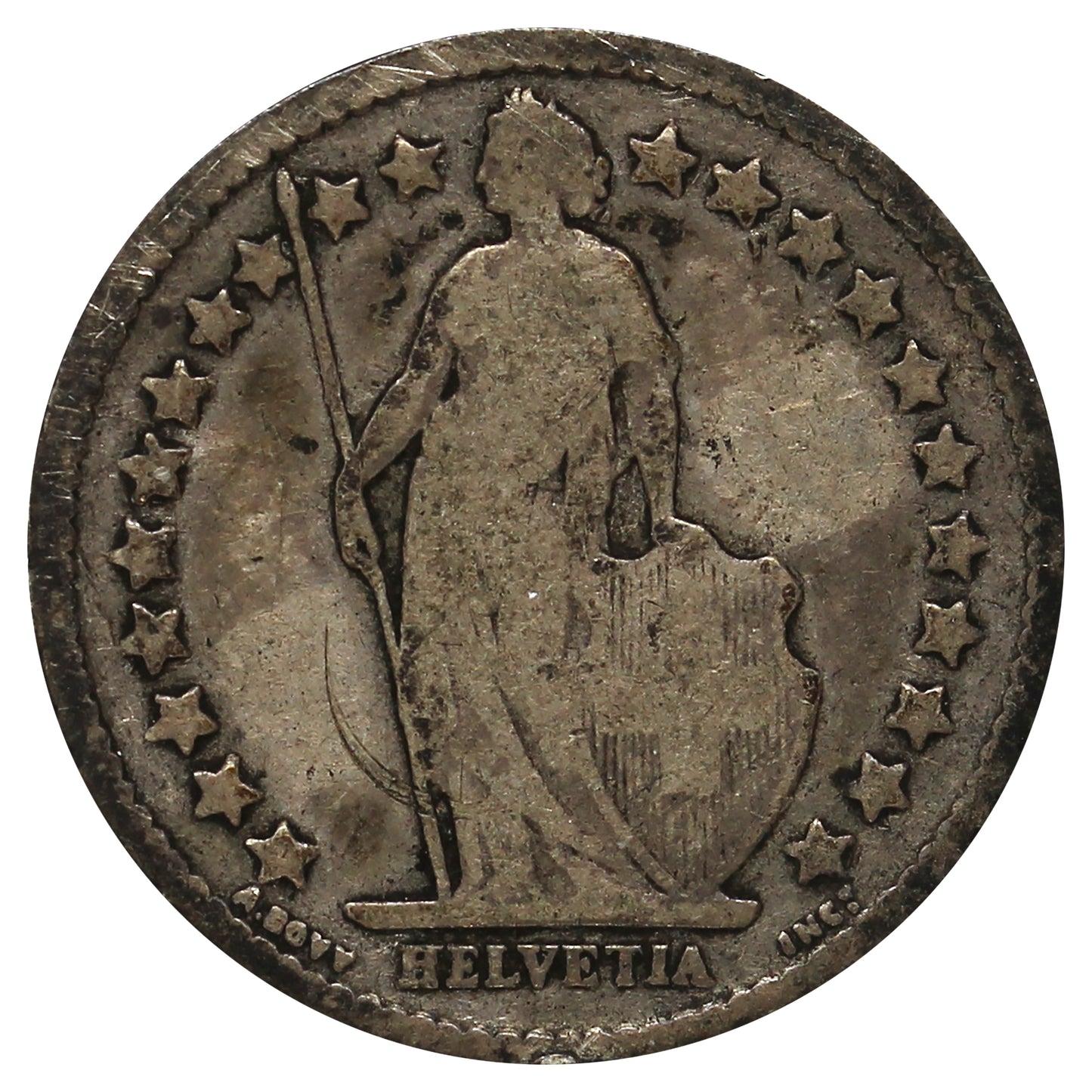 Switzerland 1882B 1/2 Franc Fine (F12)