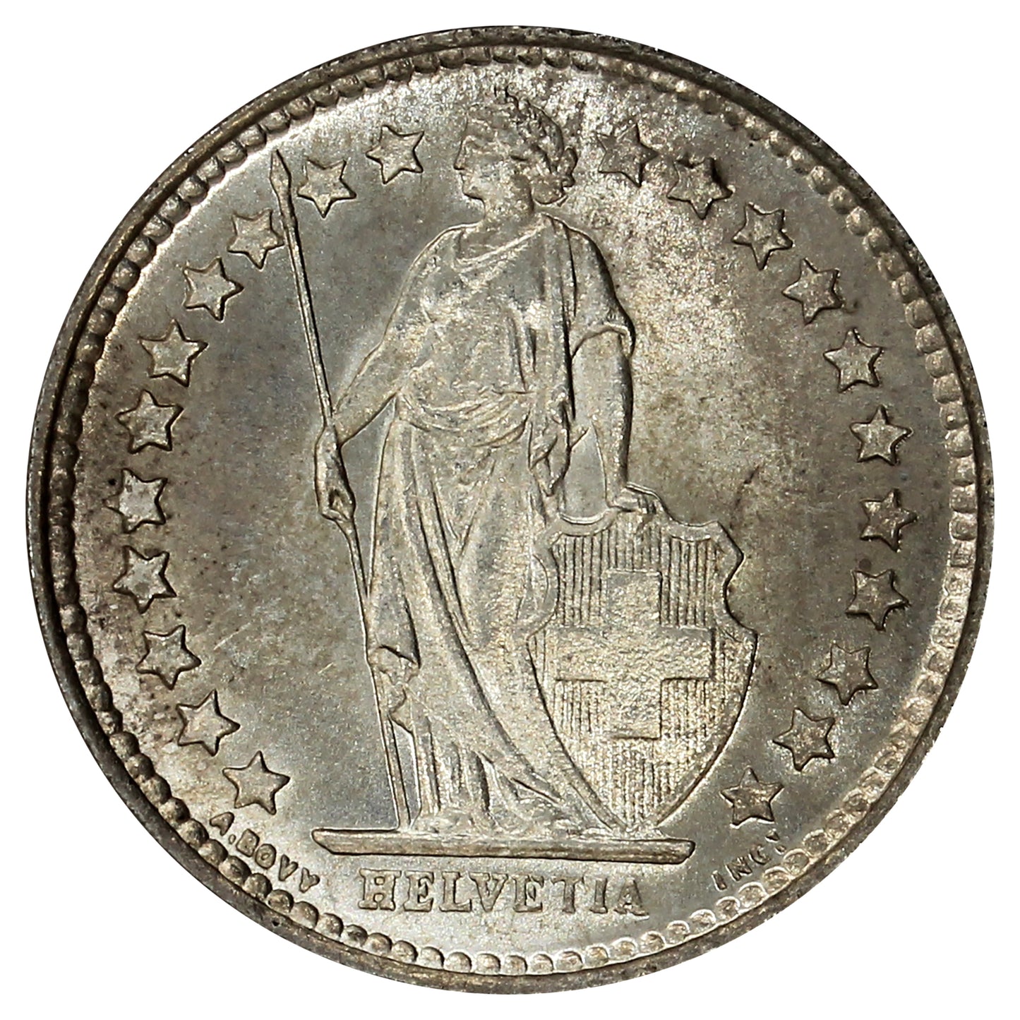 Switzerland 1921B 1/2 Franc Brilliant Uncirculated (MS63)