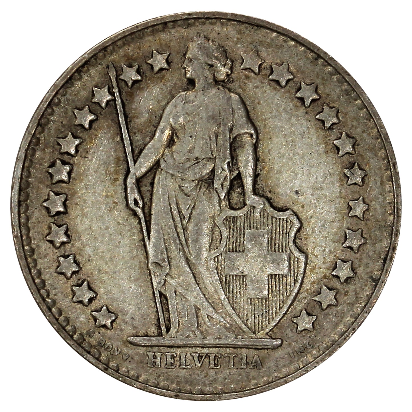 Switzerland 1929B 1/2 Franc Almost Uncirculated (AU50)
