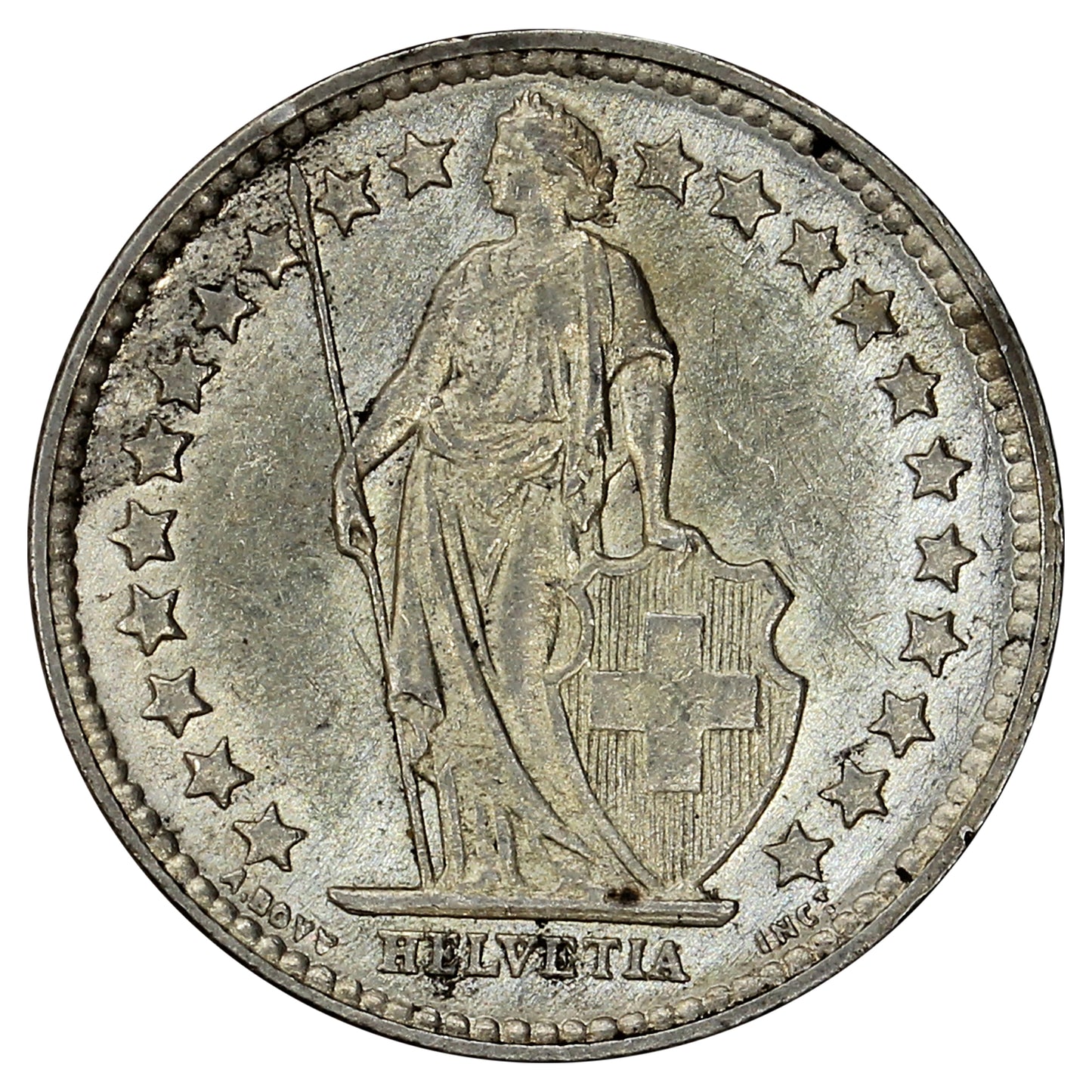 Switzerland 1934B 1/2 Franc Uncirculated (MS60)