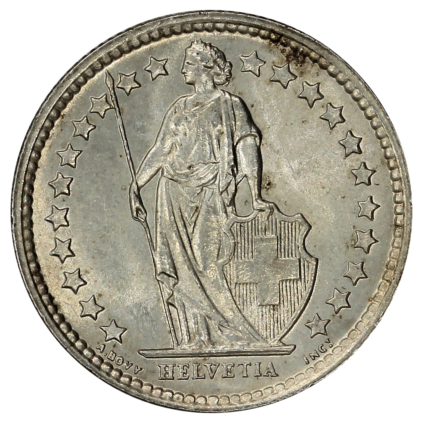 Switzerland 1959B 1/2 Franc Brilliant Uncirculated (MS63)