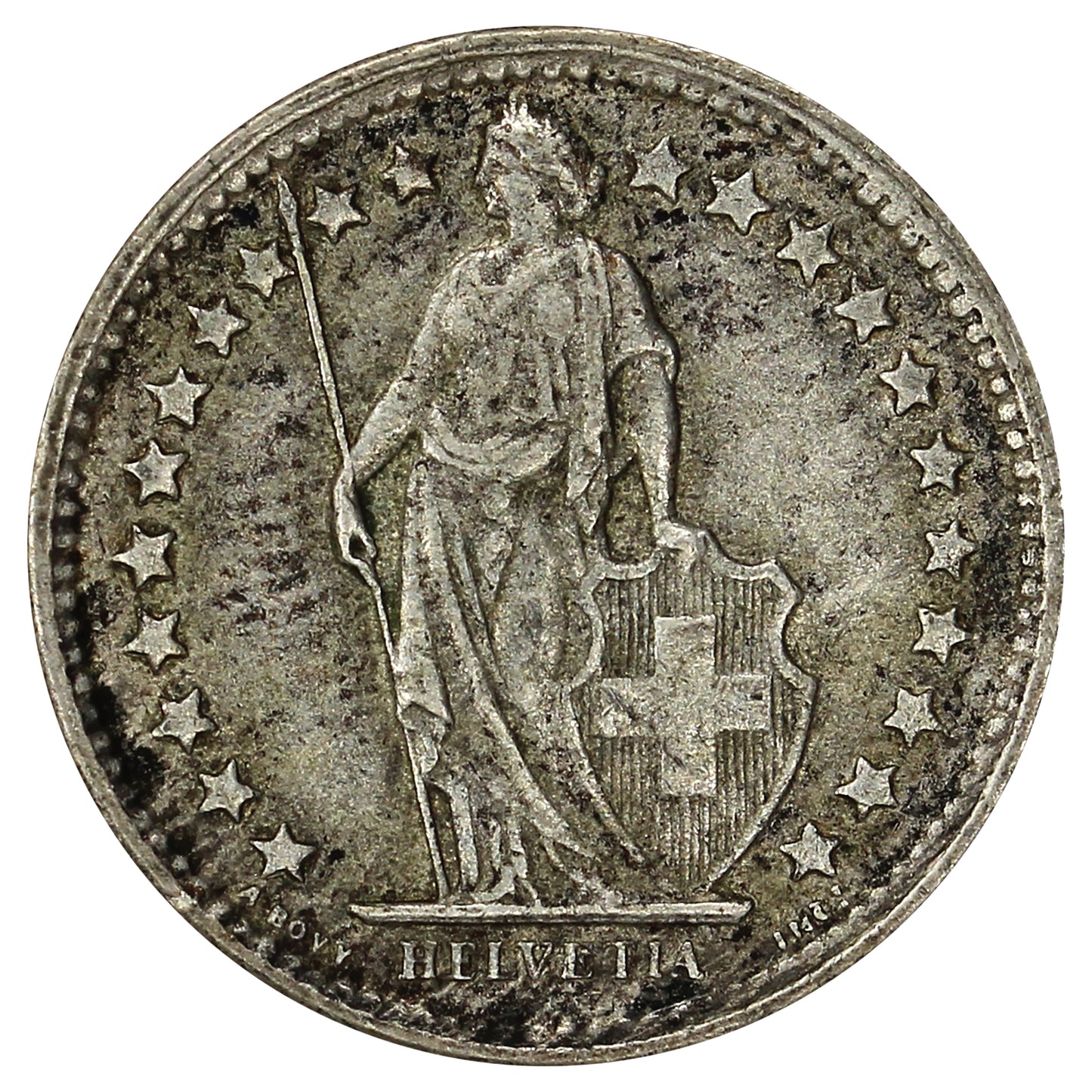 Switzerland 1960B 1/2 Franc Almost Uncirculated (AU50)