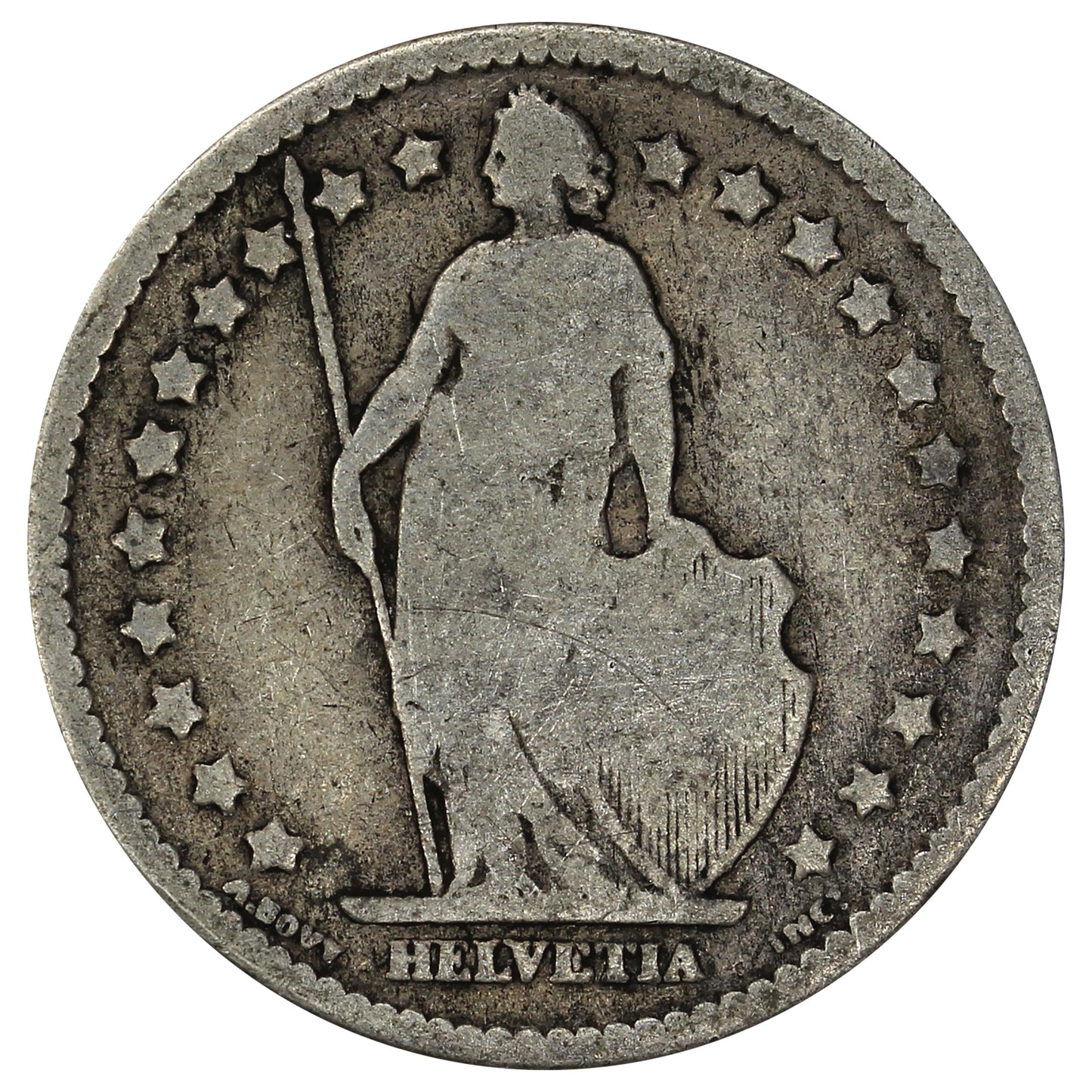 Switzerland 1876B Franc F-VF (F15)