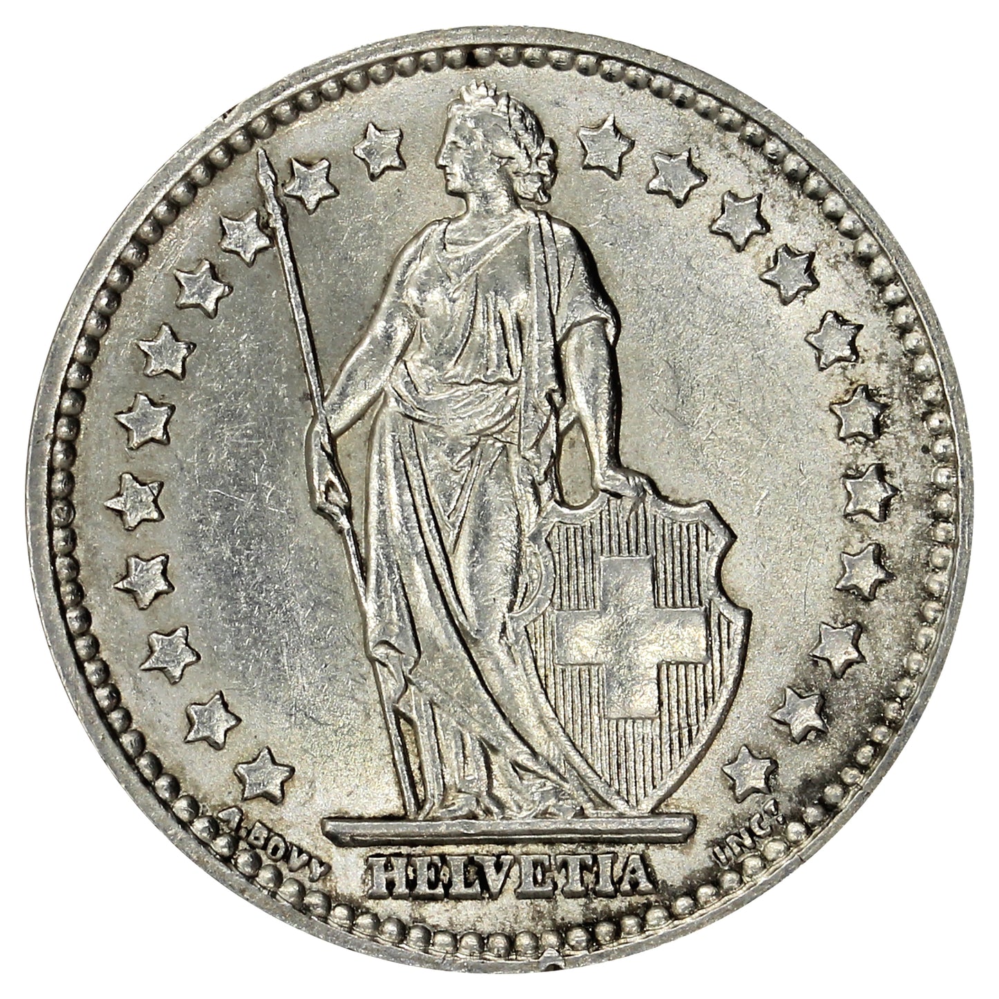 Switzerland 1956B Franc Almost Uncirculated (AU50)