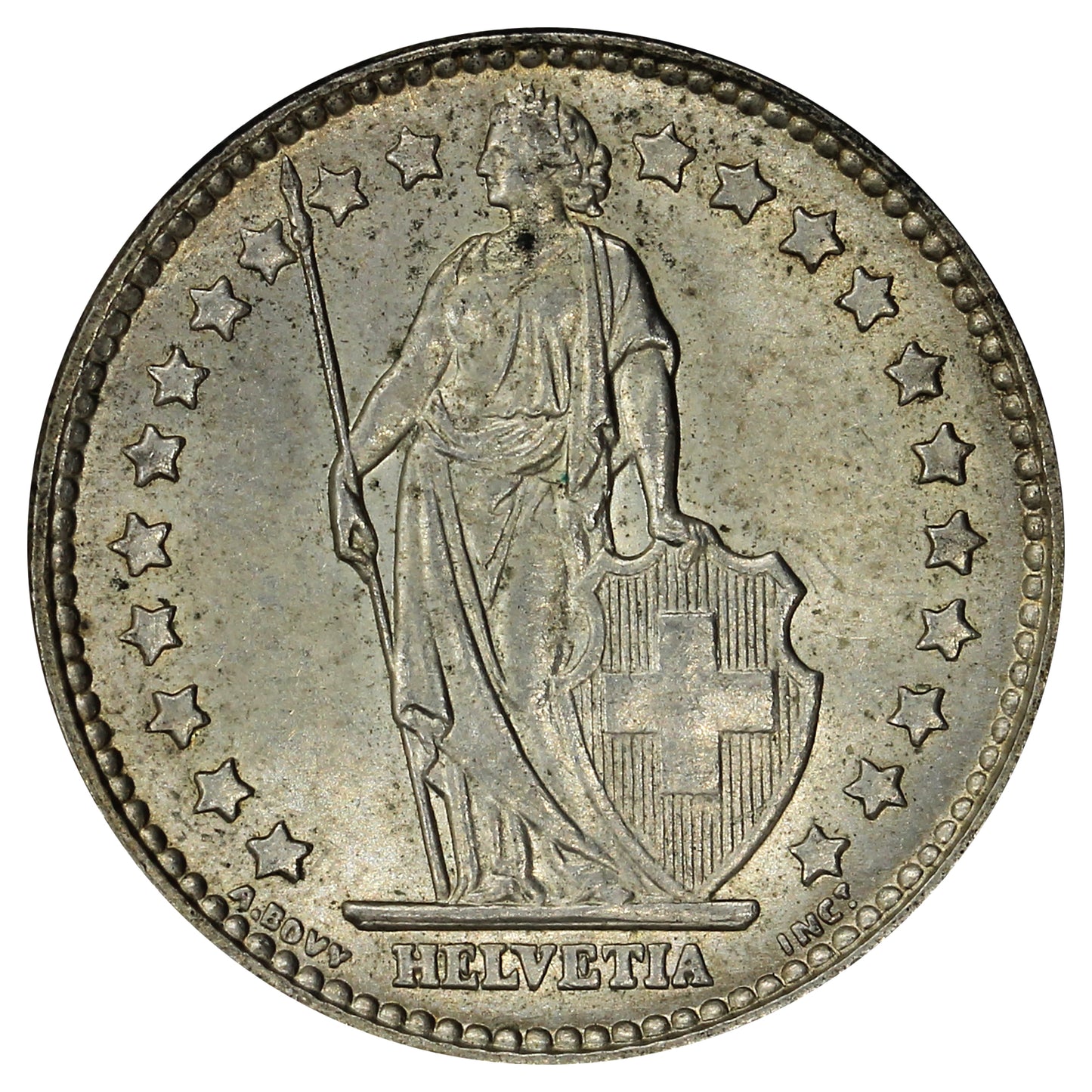 Switzerland 1962B Franc Uncirculated (MS60)
