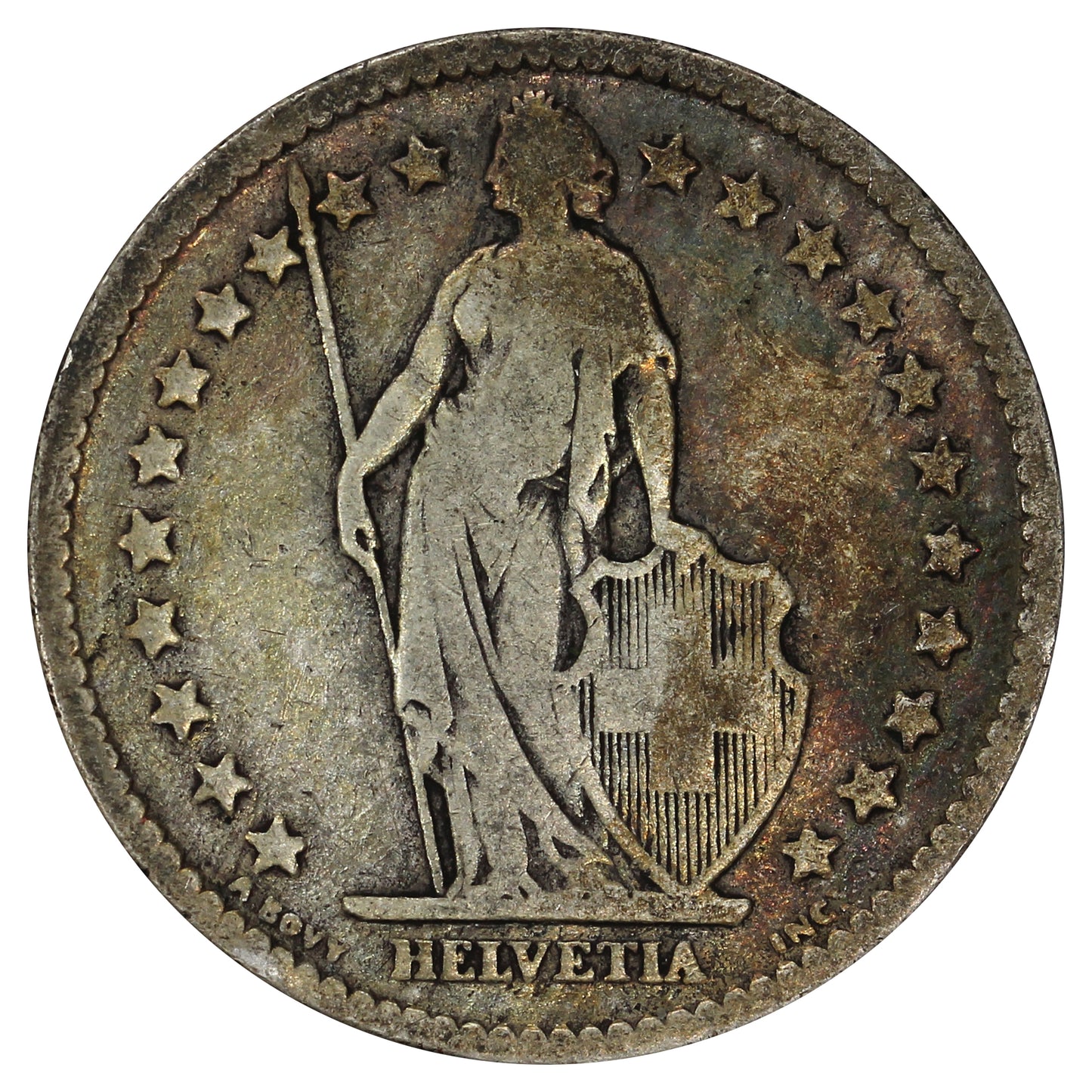 Switzerland 1874B 2 Francs Very Fine (VF20)