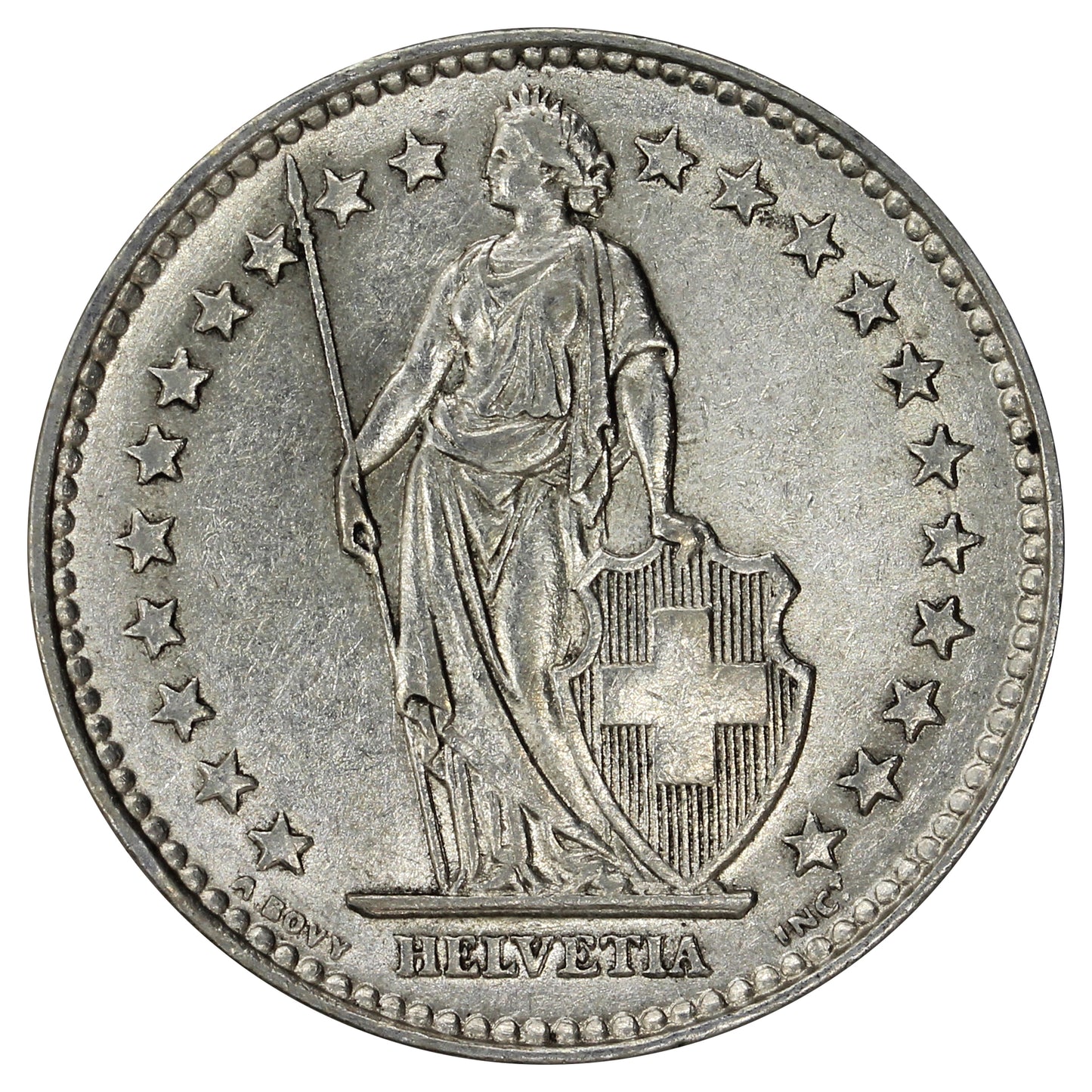 Switzerland 1931B 2 Francs Almost Uncirculated (AU50)