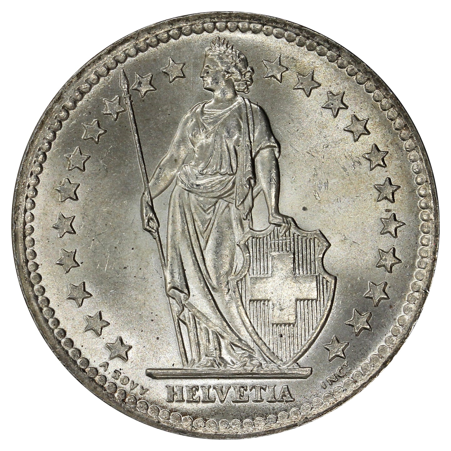 Switzerland 1948B 2 Francs Brilliant Uncirculated (MS63)
