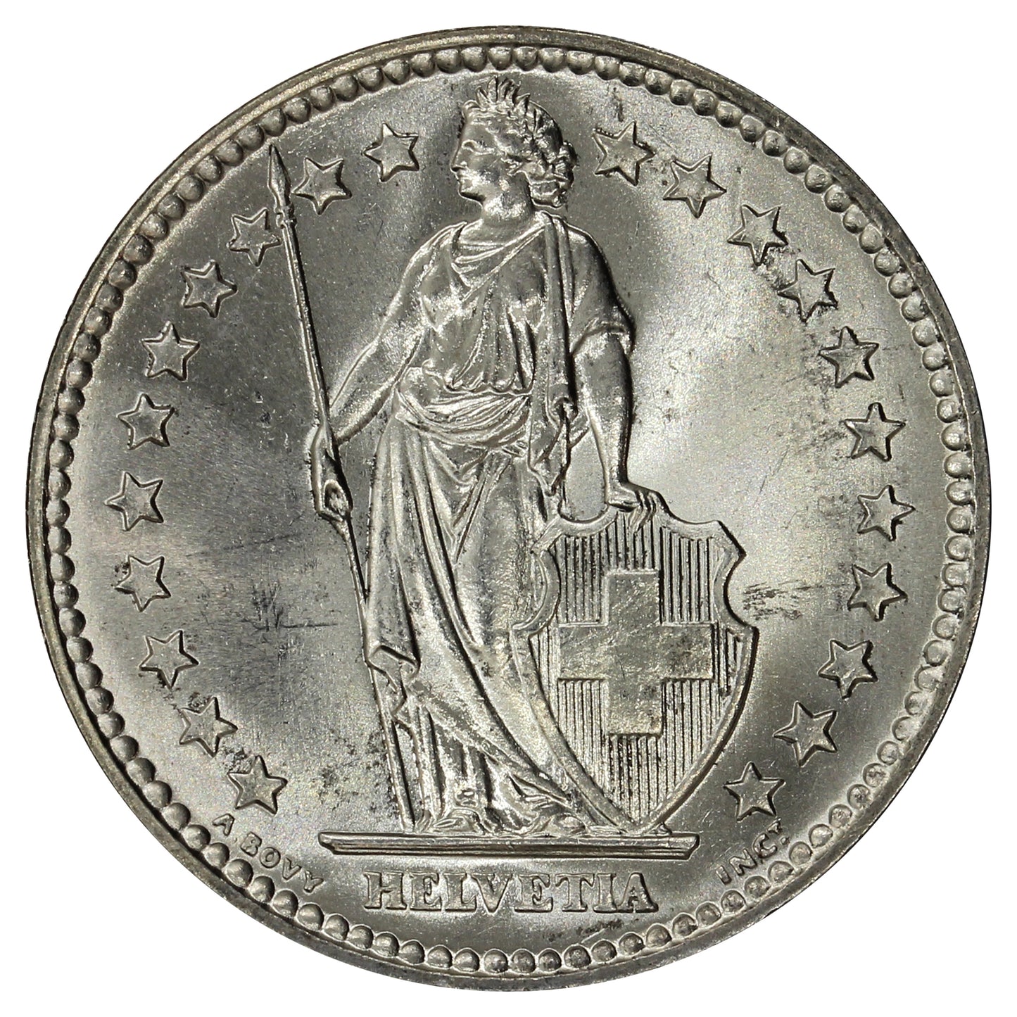 Switzerland 1963B 2 Francs Brilliant Uncirculated (MS63)