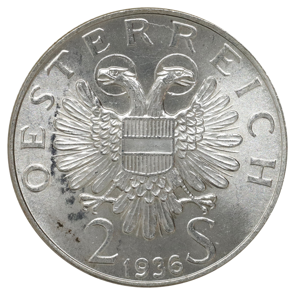 Austria 1936 Prinz Eugen Von Savoyen 2 Schillings Choice Brilliant Uncirculated (MS64)