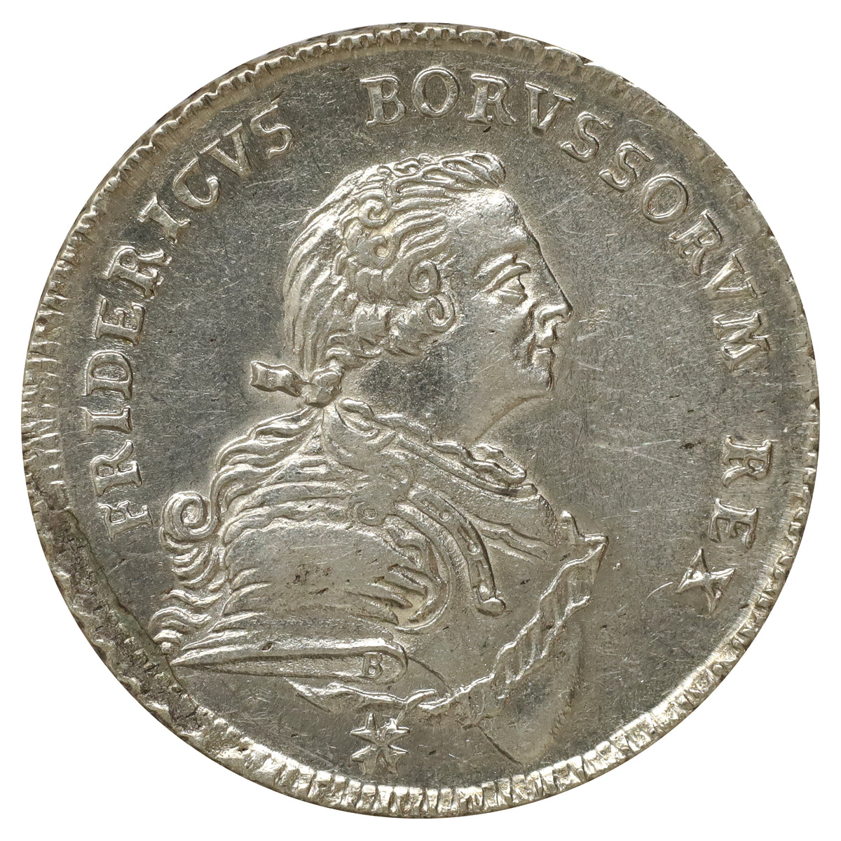 German States 1750A Brandenburg-Prussia Half Thaler Almost Uncirculated (AU50)