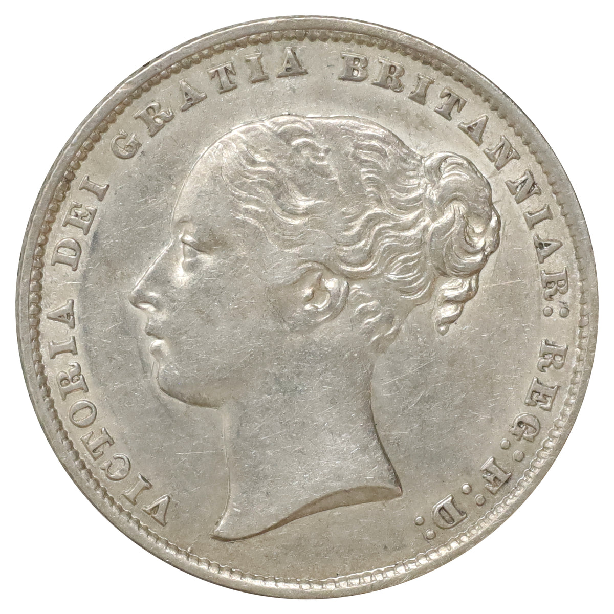 Great Britain 1864 Shilling EF-AU (EF45)