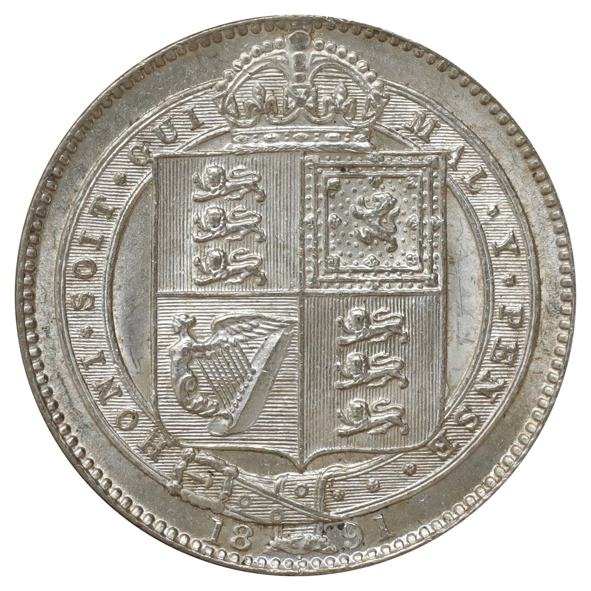 Great Britain 1891 Shilling UNC+ (MS62)