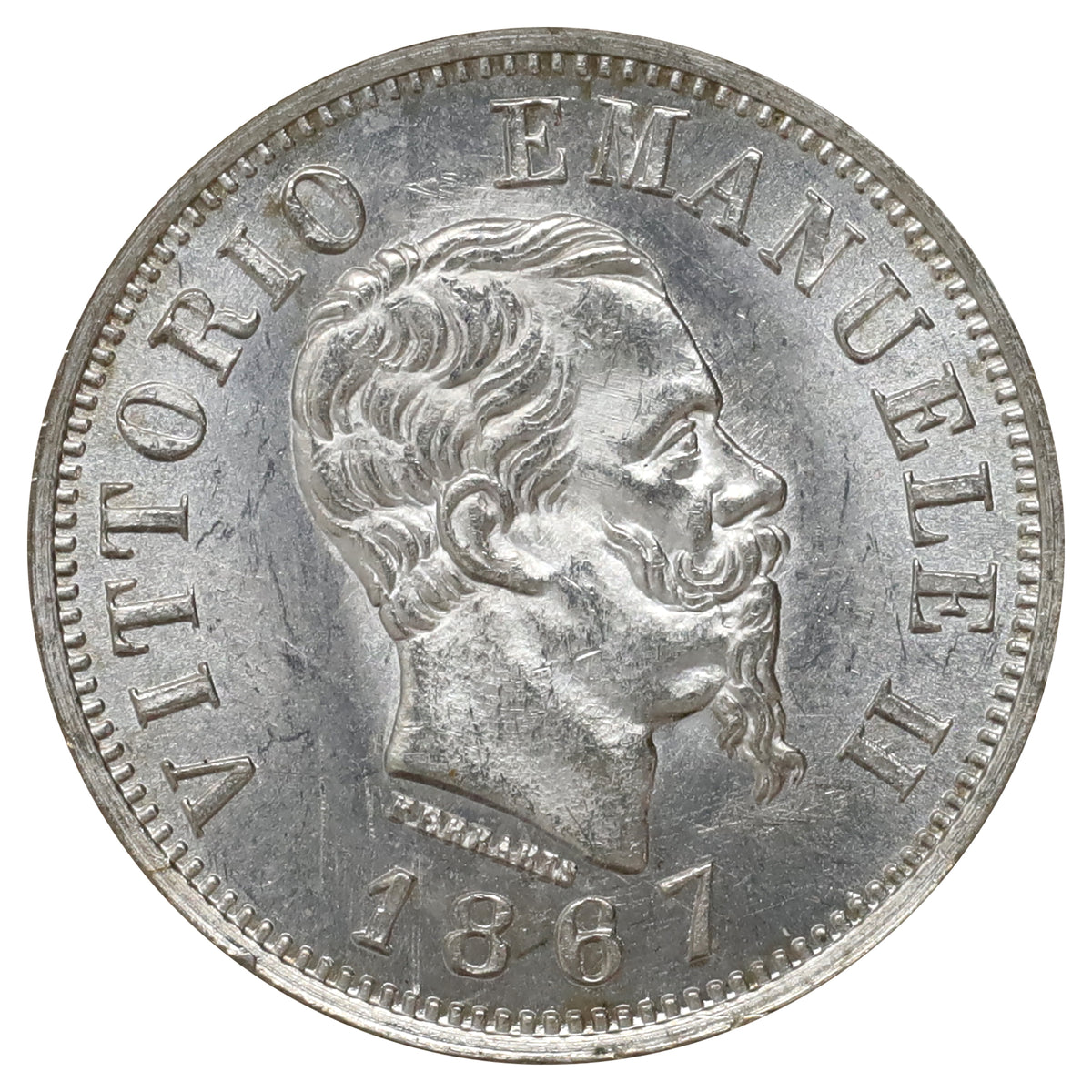Italy 1867MBN 50 Centesimi Brilliant Uncirculated (MS63)
