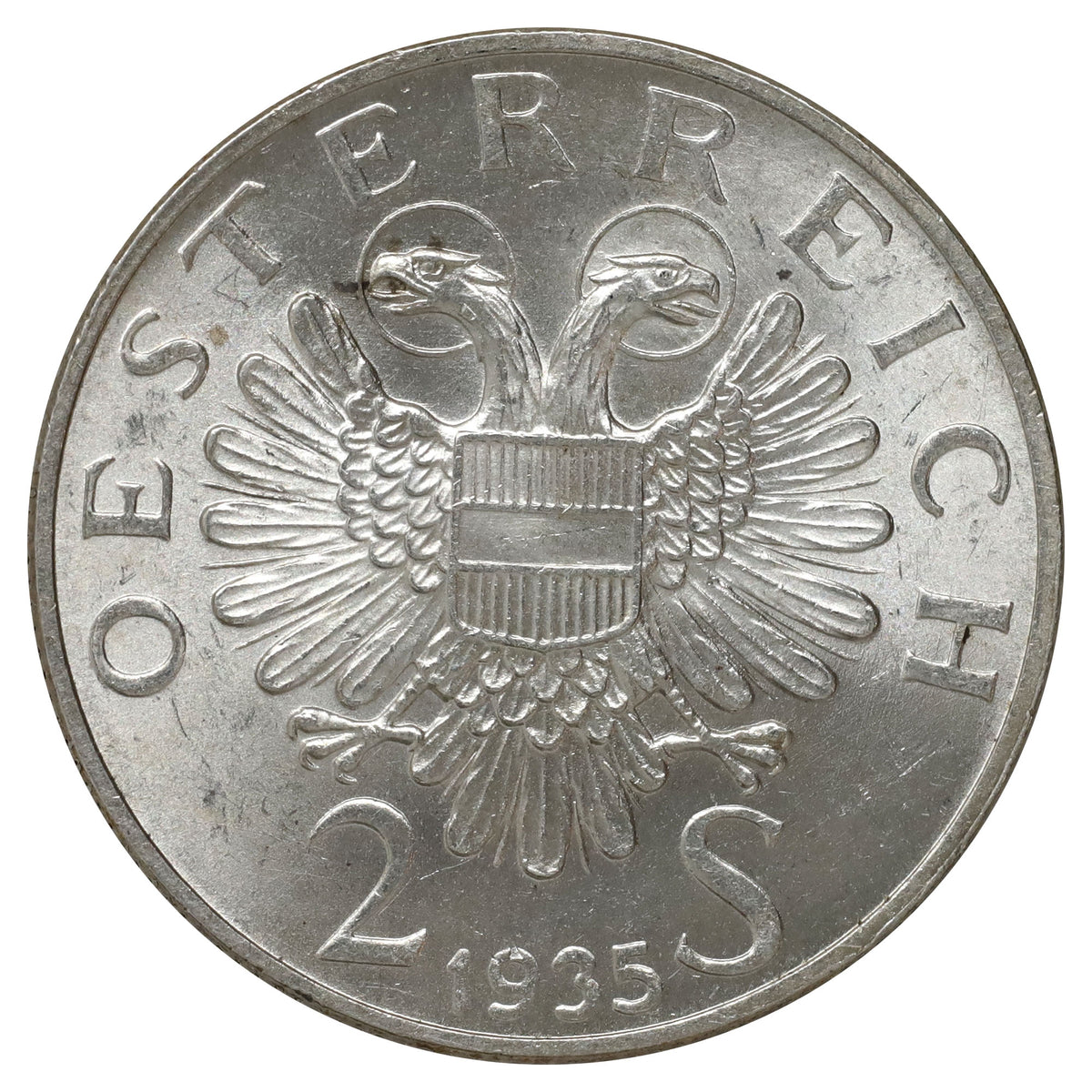 Austria 1935 Karl Lueger 2 Shillings UNC+ (MS62) $