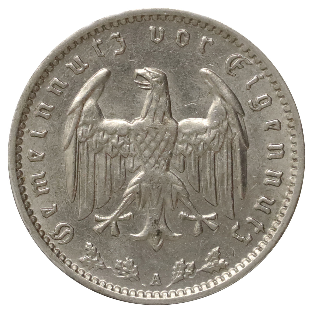 German Third Reich 1937A Mark Almost Uncirculated (AU50)