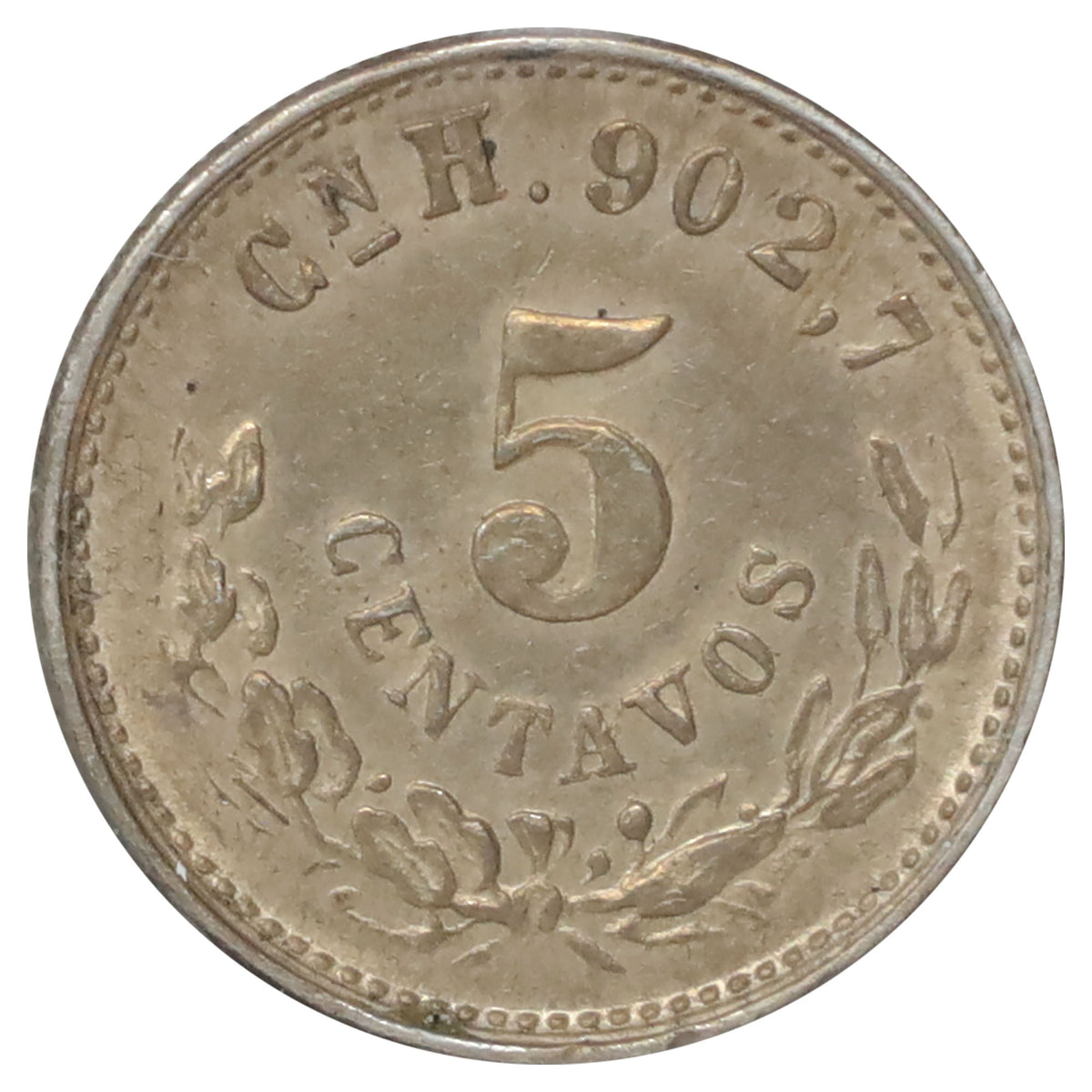 Mexico 1904CnH 5 Centavos Almost Uncirculated (AU50)