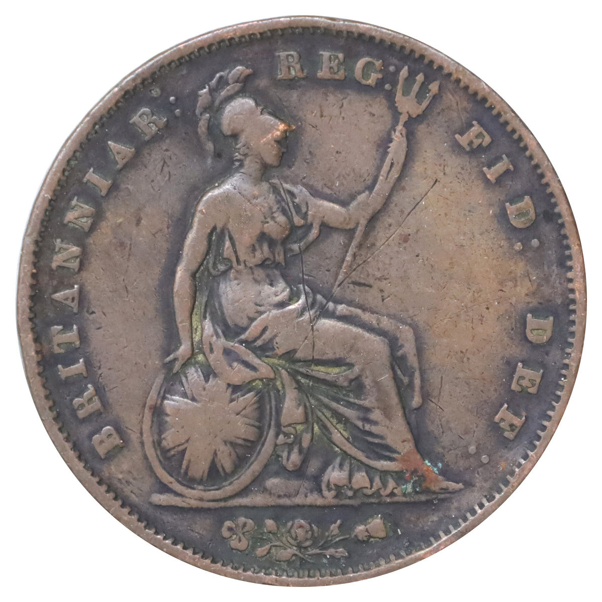Great Britain 1854 Ornamental Trident Penny Fine (F12)
