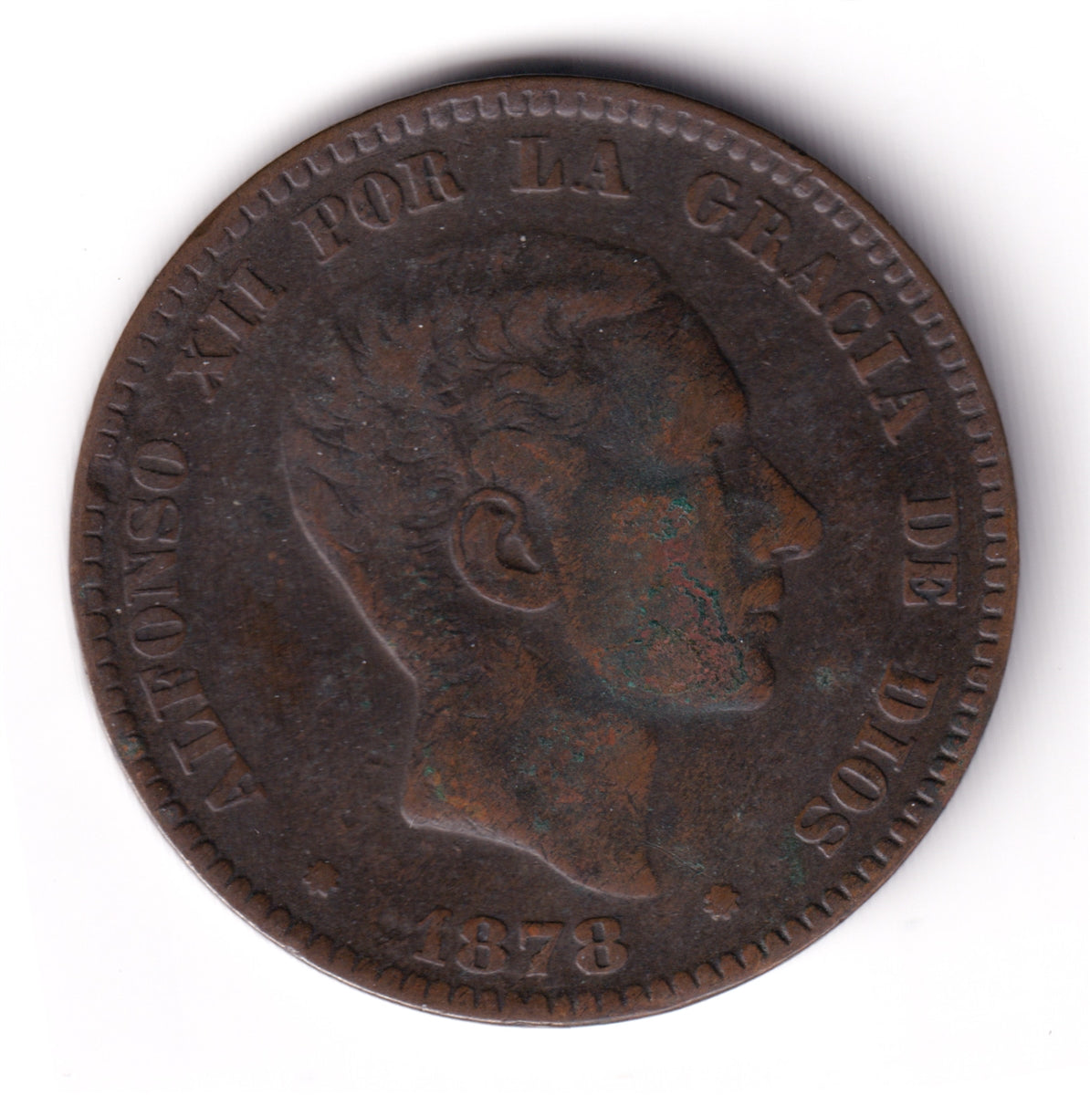Spain 1878 OM 10 Centimos Extra Fine (EF40) $